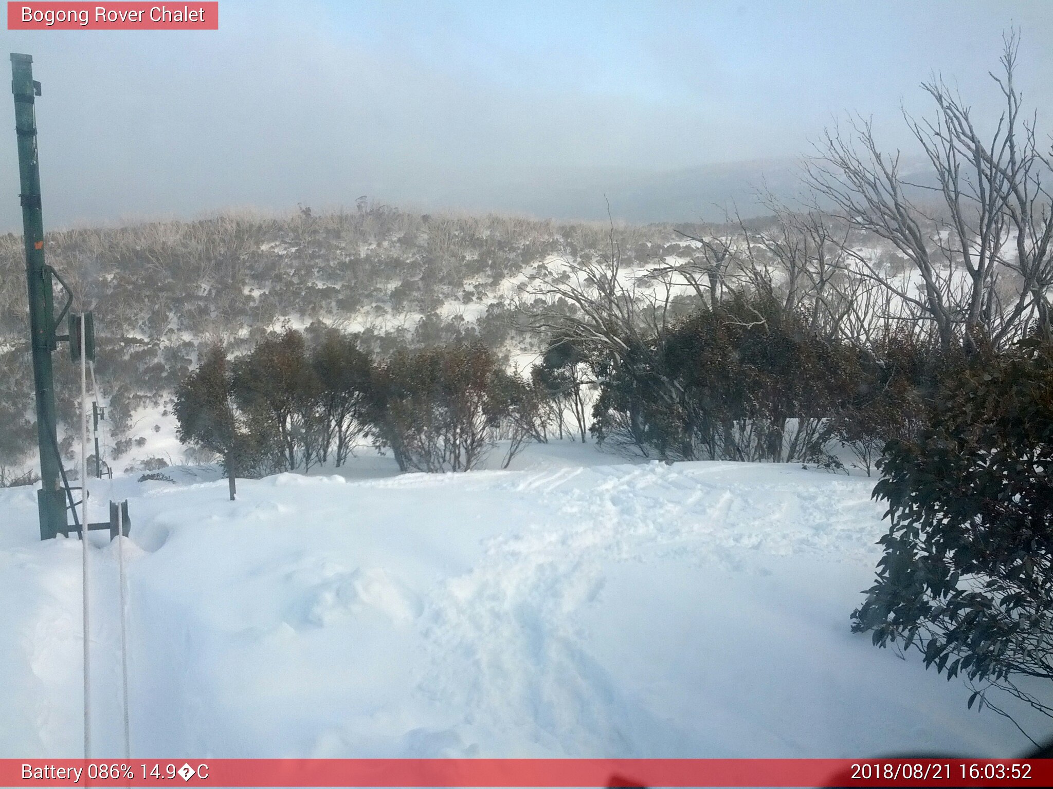 Bogong Web Cam 4:03pm Tuesday 21st of August 2018