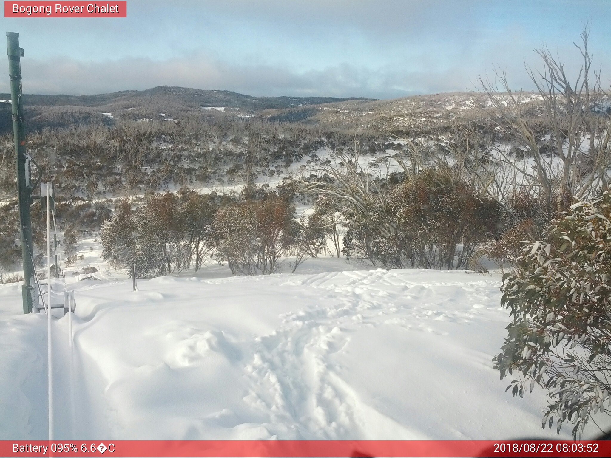 Bogong Web Cam 8:03am Wednesday 22nd of August 2018