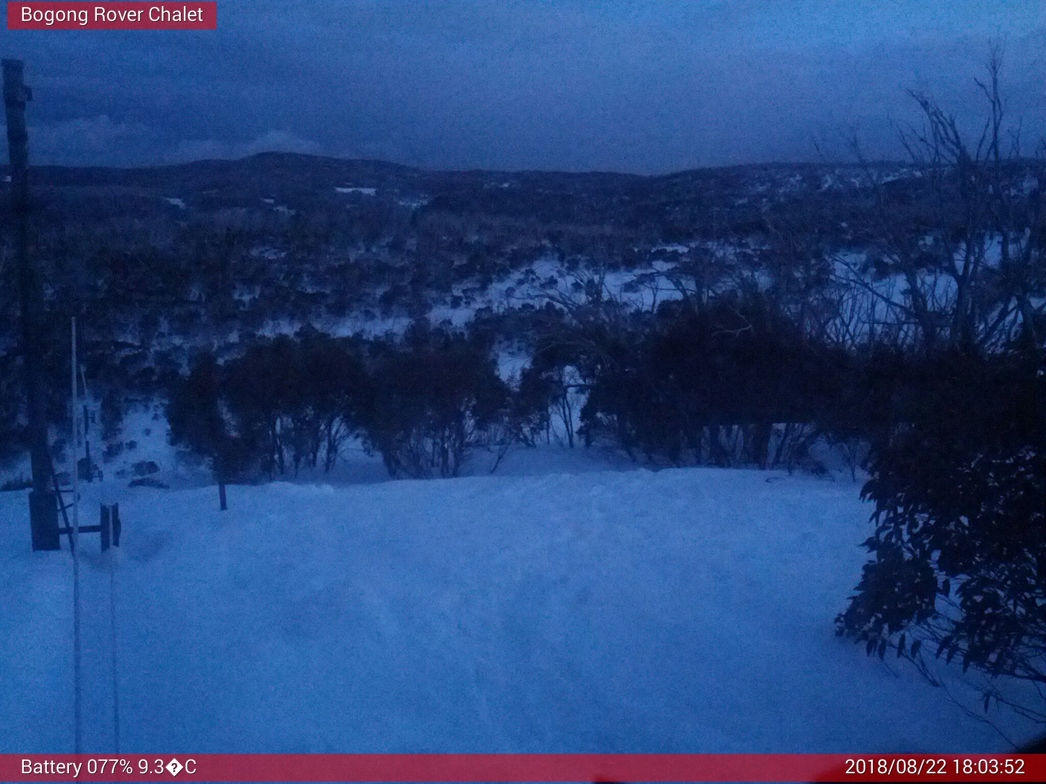 Bogong Web Cam 6:03pm Wednesday 22nd of August 2018