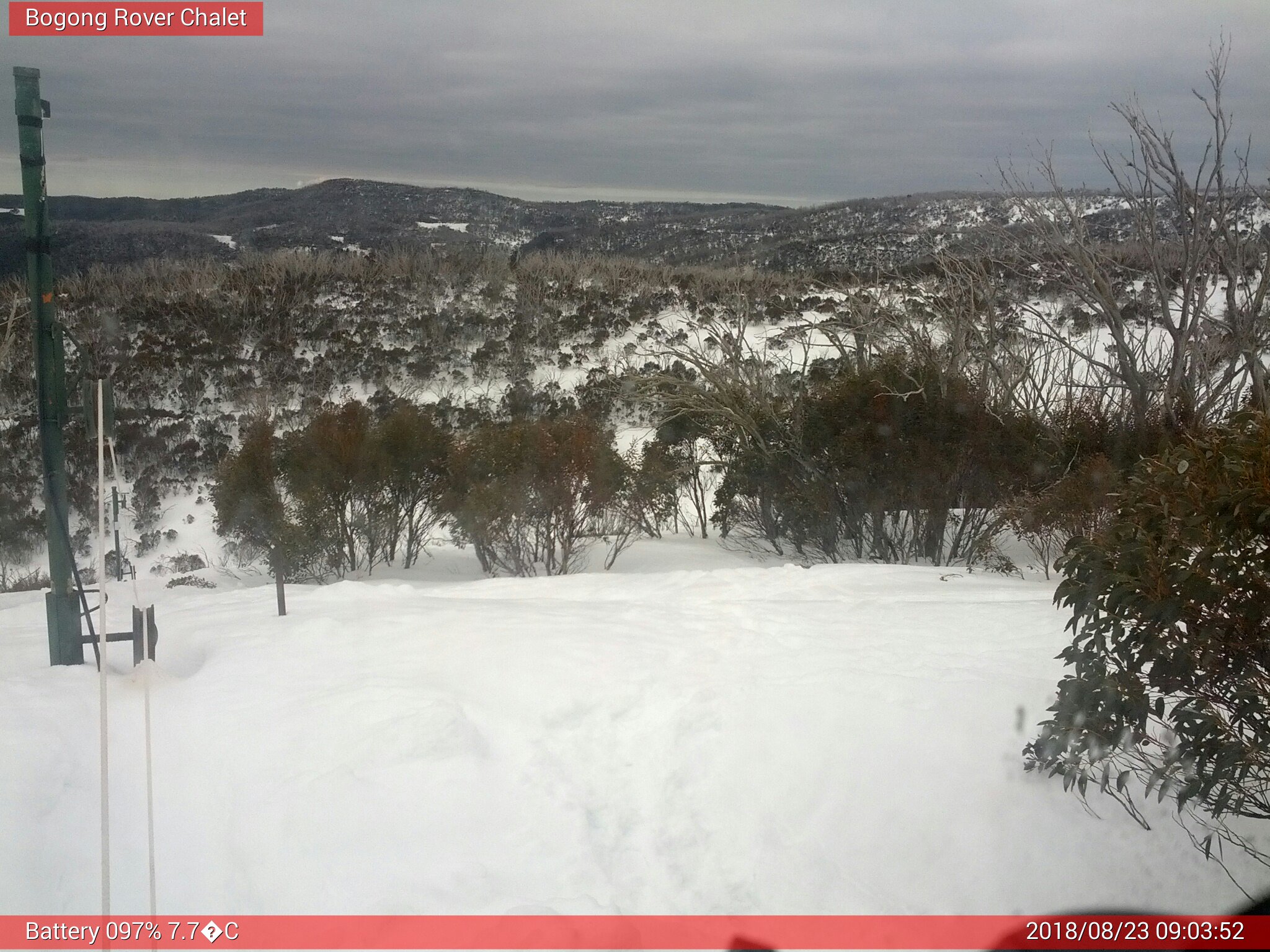 Bogong Web Cam 9:03am Thursday 23rd of August 2018