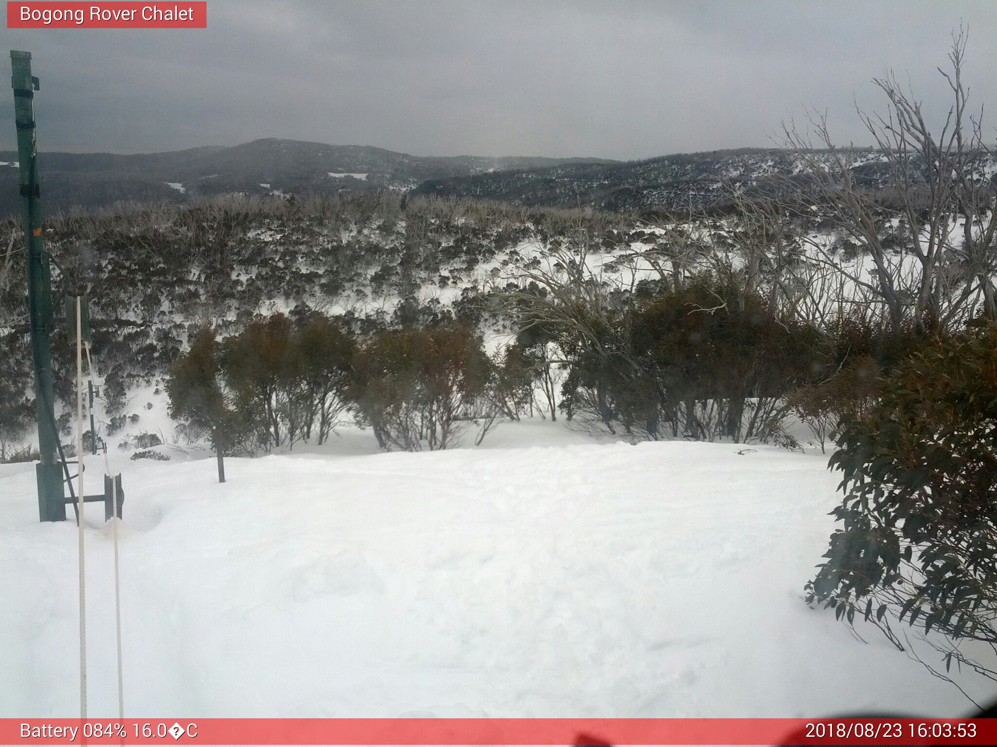 Bogong Web Cam 4:03pm Thursday 23rd of August 2018