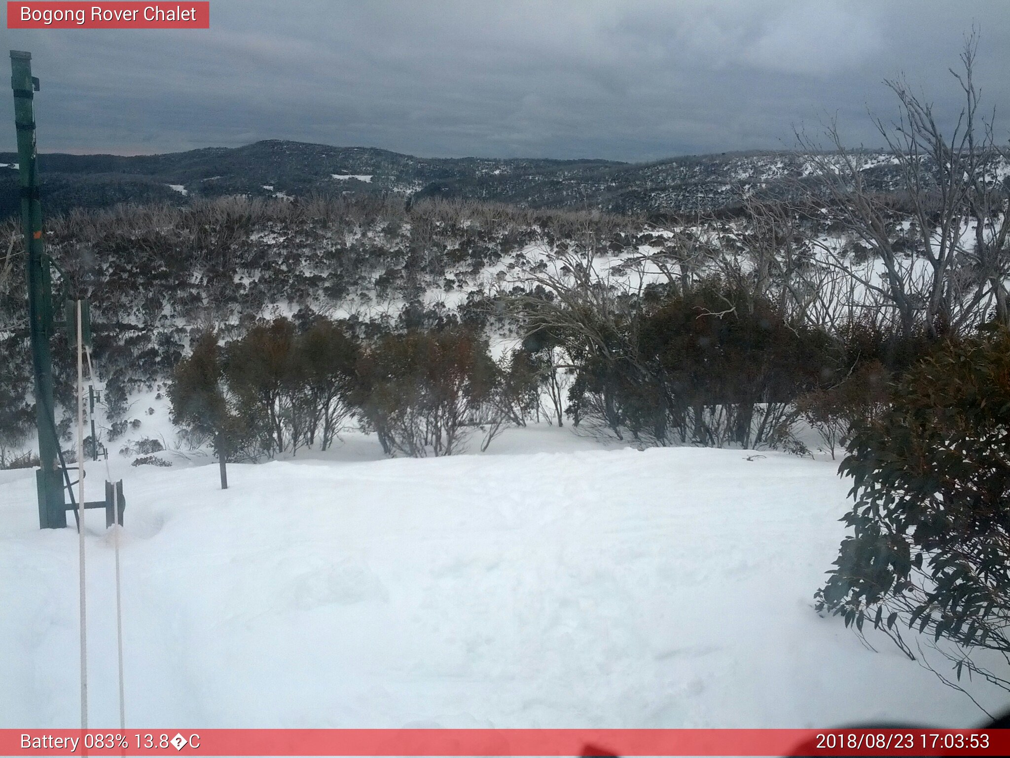 Bogong Web Cam 5:03pm Thursday 23rd of August 2018