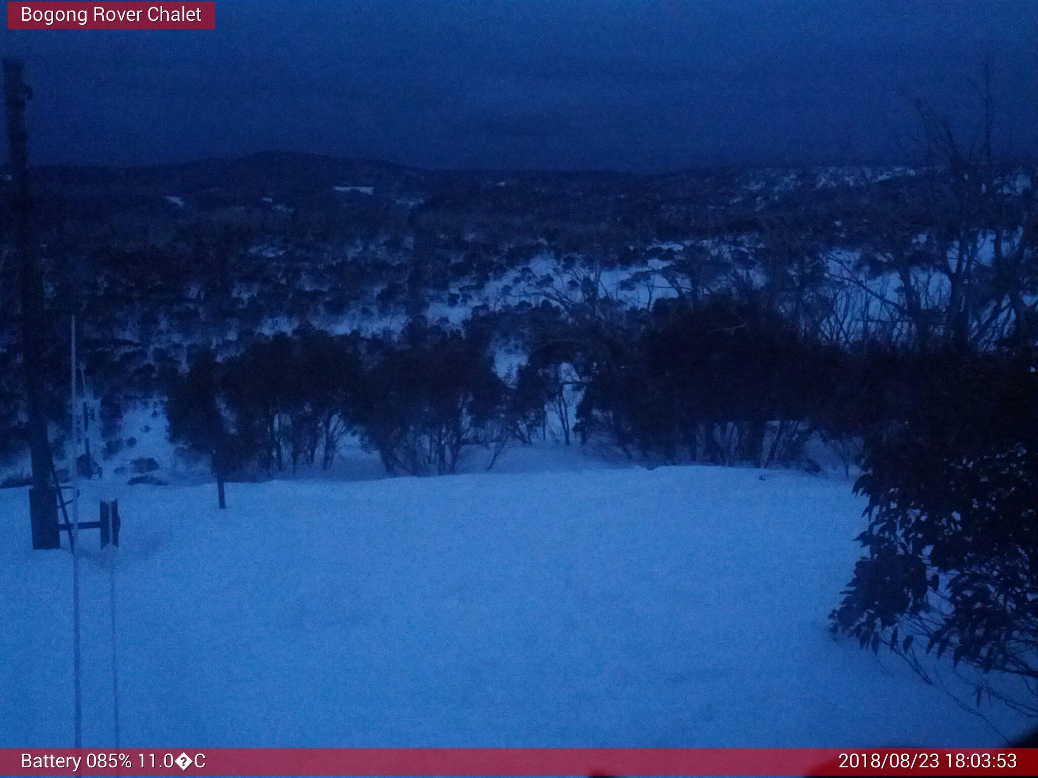 Bogong Web Cam 6:03pm Thursday 23rd of August 2018