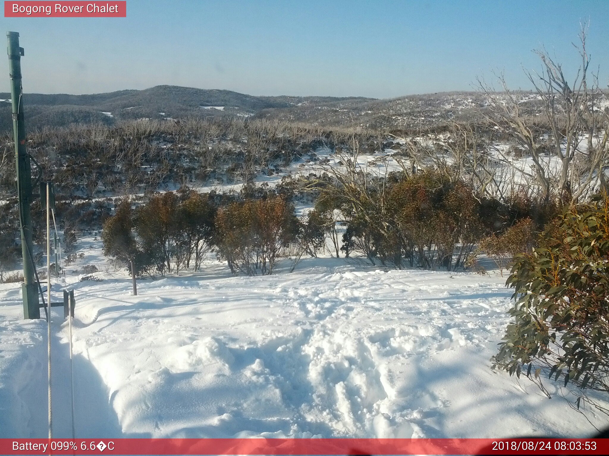 Bogong Web Cam 8:03am Friday 24th of August 2018