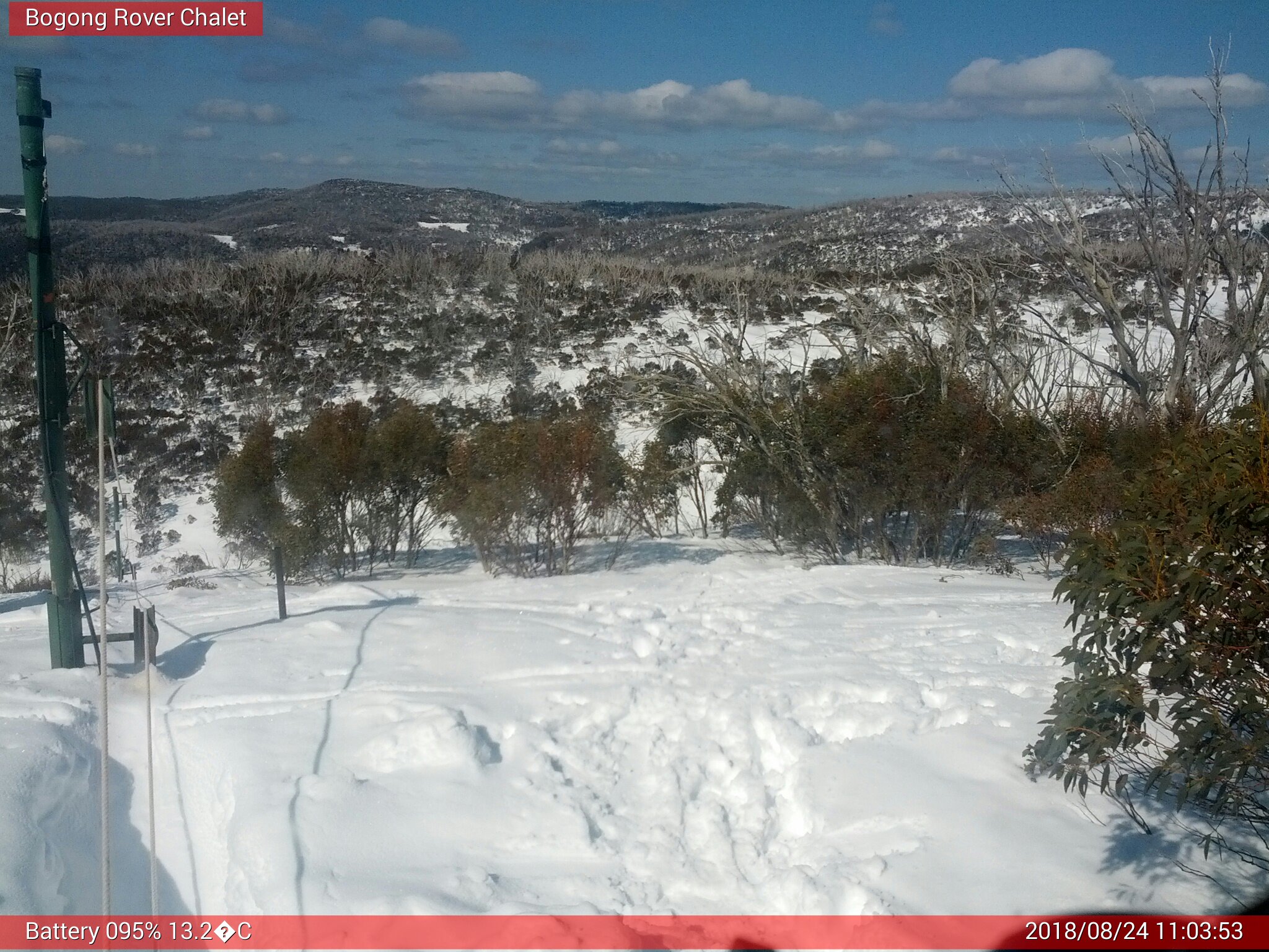 Bogong Web Cam 11:03am Friday 24th of August 2018