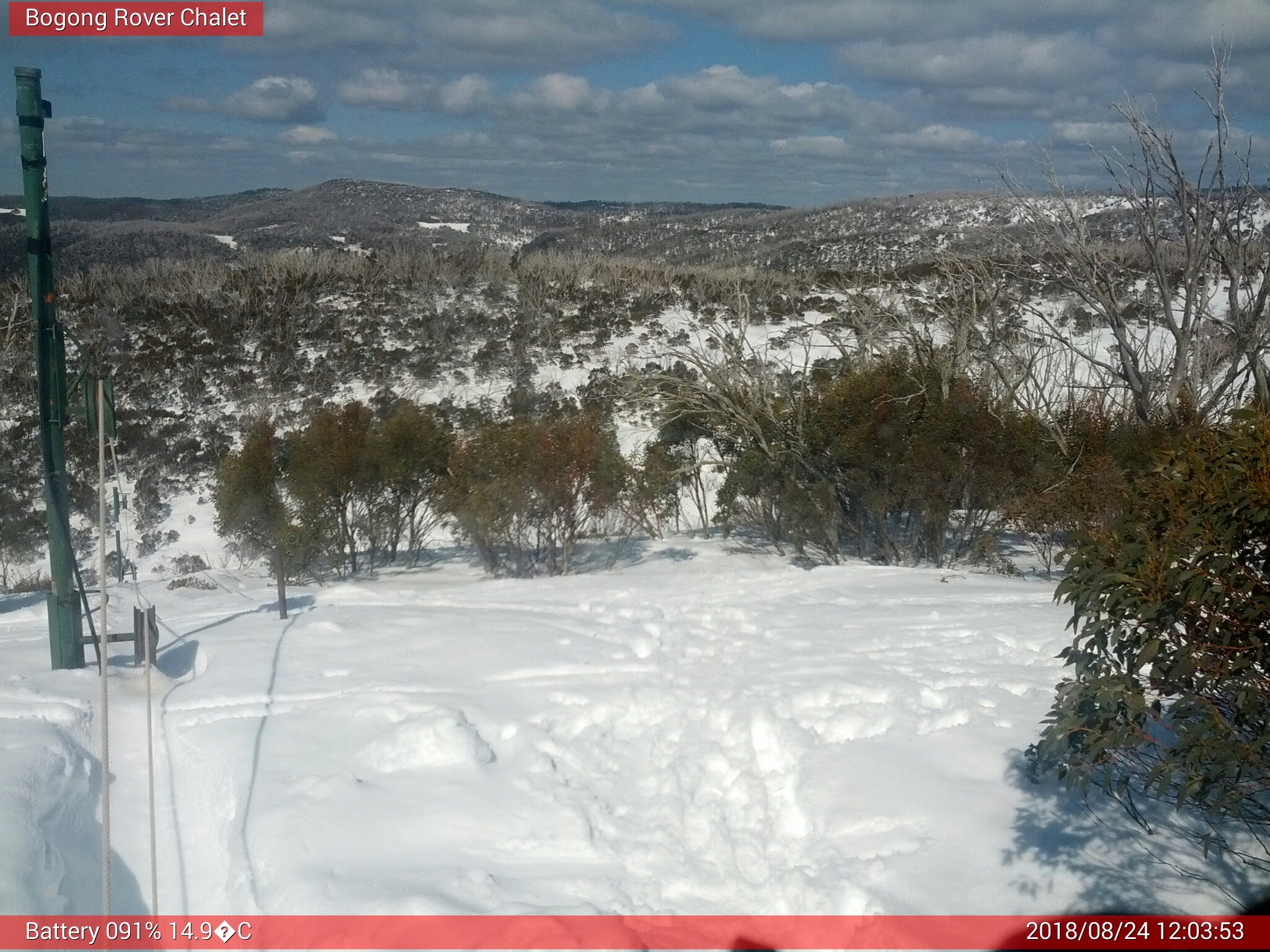 Bogong Web Cam 12:03pm Friday 24th of August 2018