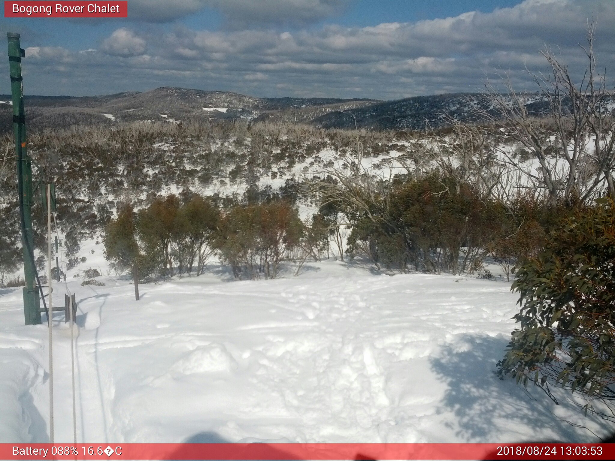 Bogong Web Cam 1:03pm Friday 24th of August 2018