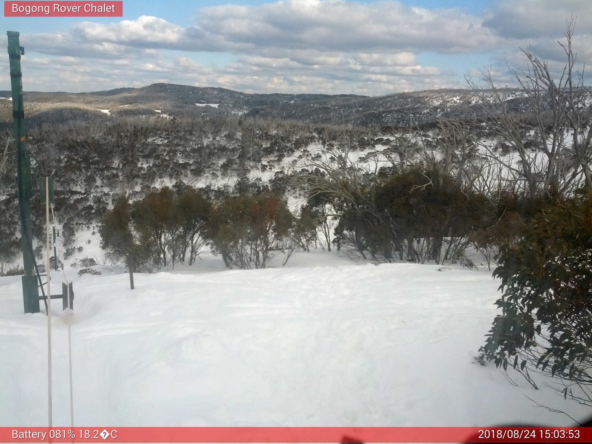 Bogong Web Cam 3:03pm Friday 24th of August 2018