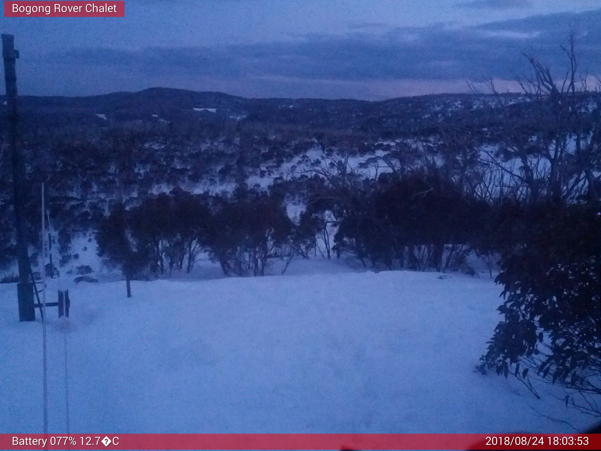 Bogong Web Cam 6:03pm Friday 24th of August 2018