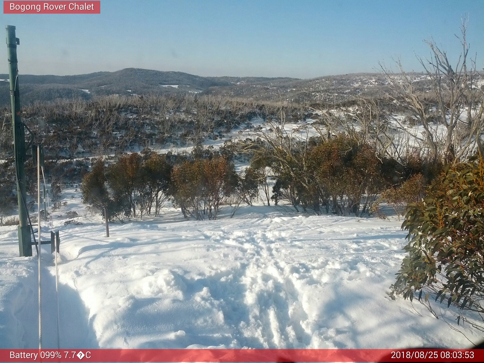 Bogong Web Cam 8:03am Saturday 25th of August 2018