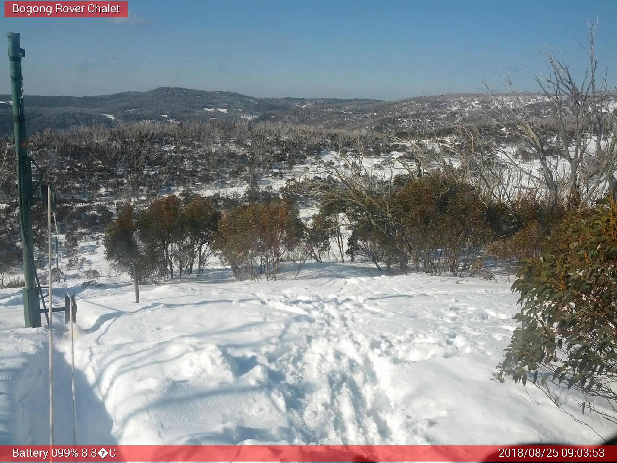 Bogong Web Cam 9:03am Saturday 25th of August 2018