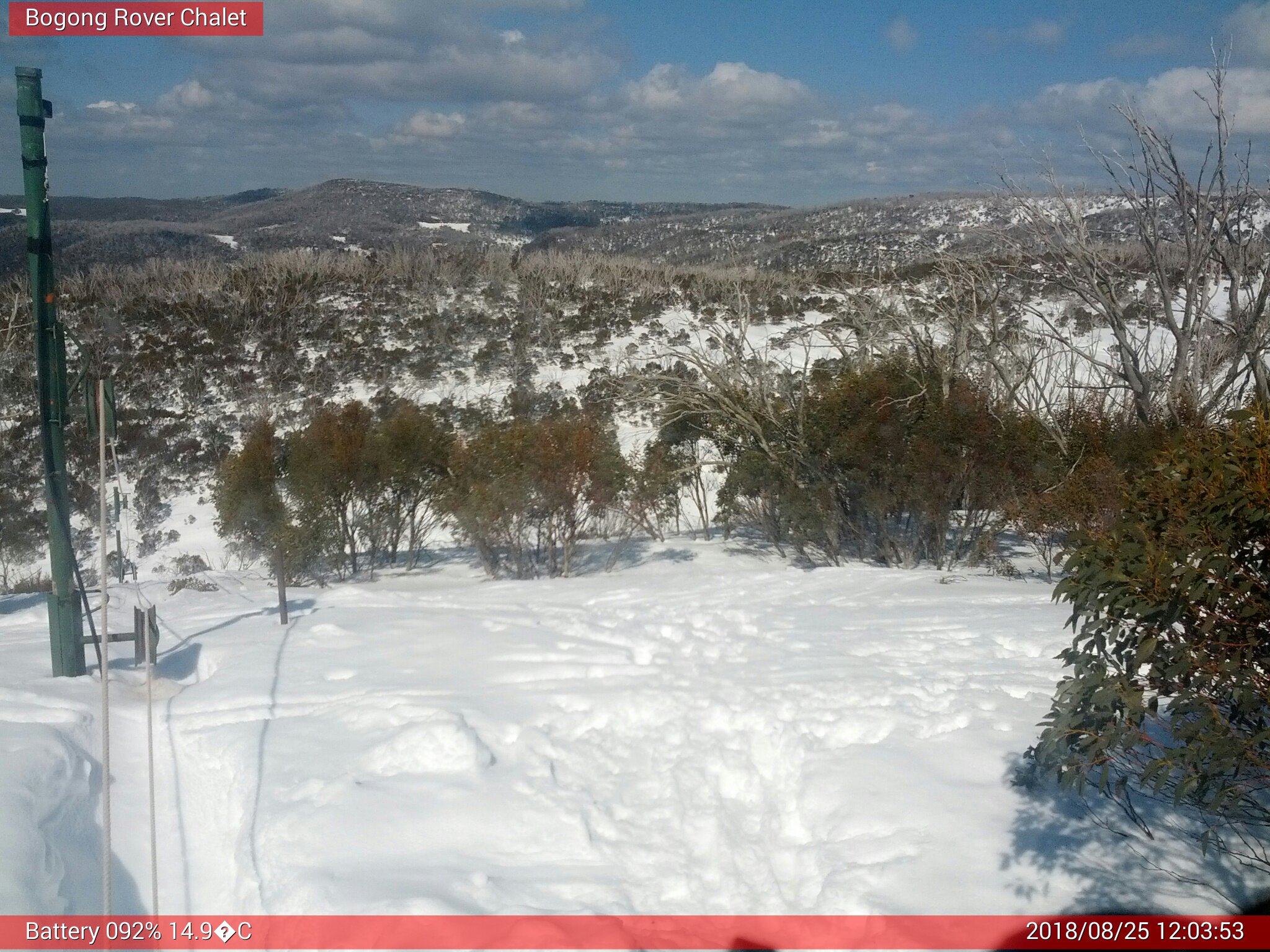 Bogong Web Cam 12:03pm Saturday 25th of August 2018