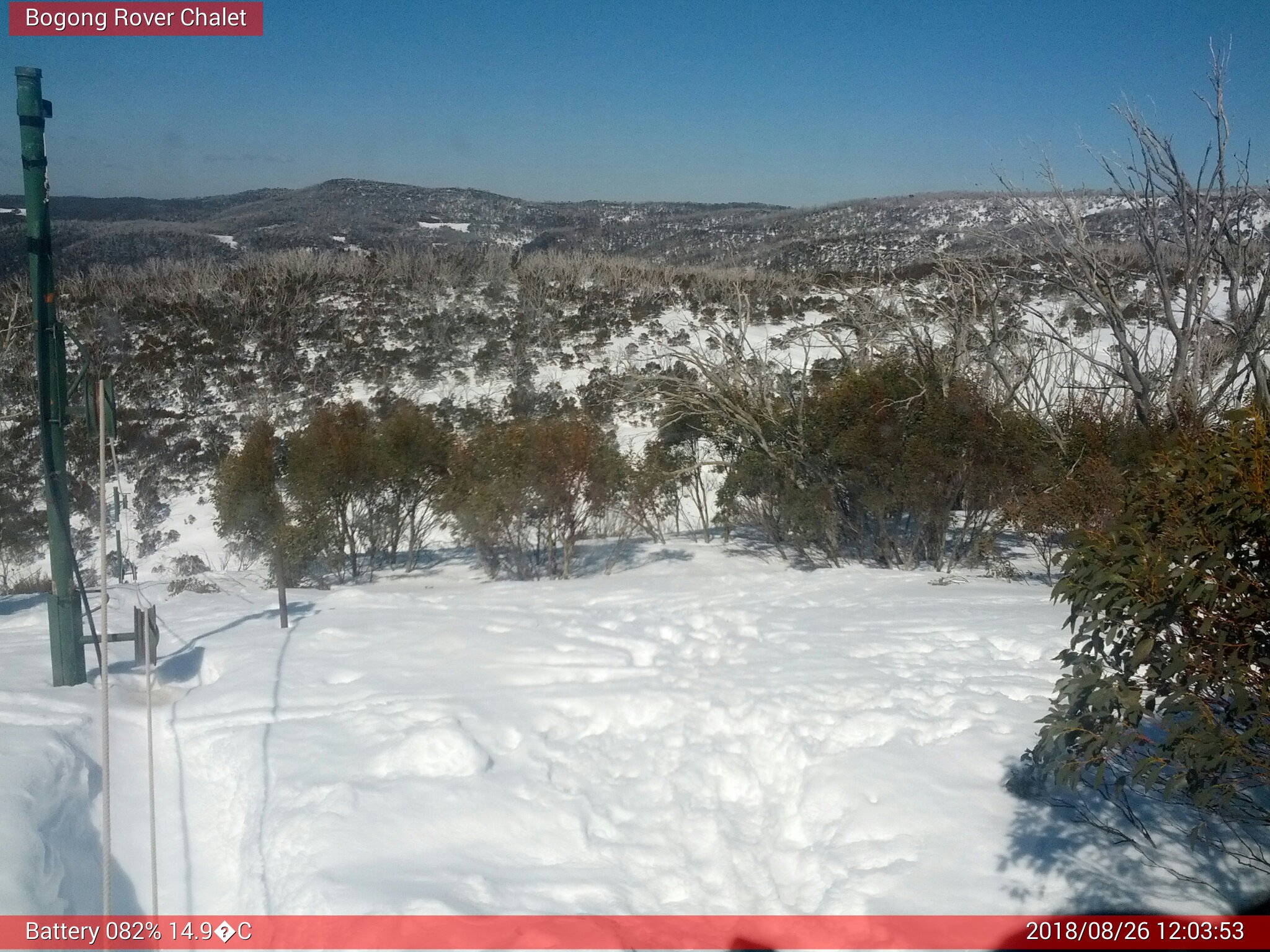 Bogong Web Cam 12:03pm Sunday 26th of August 2018