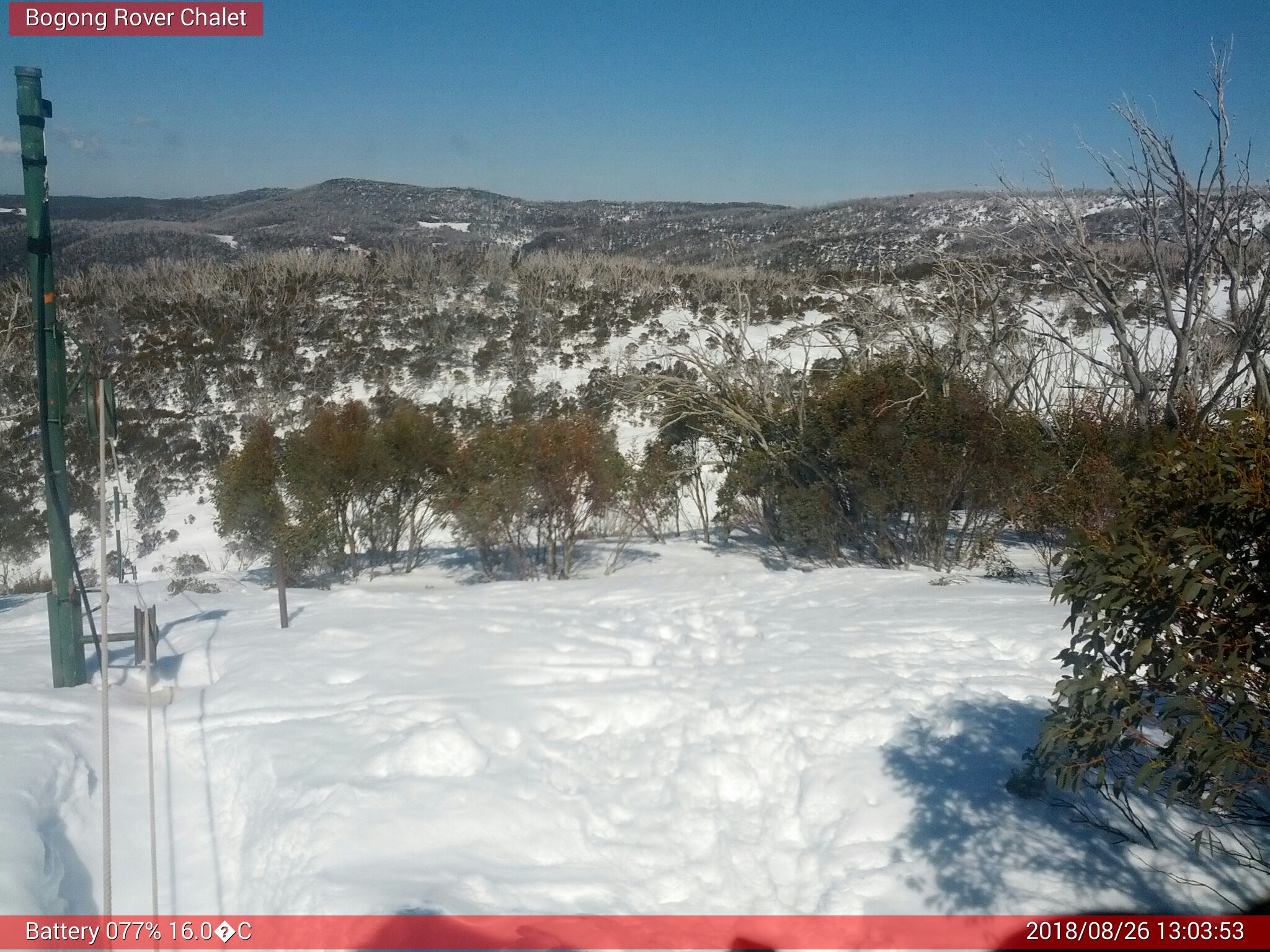 Bogong Web Cam 1:03pm Sunday 26th of August 2018