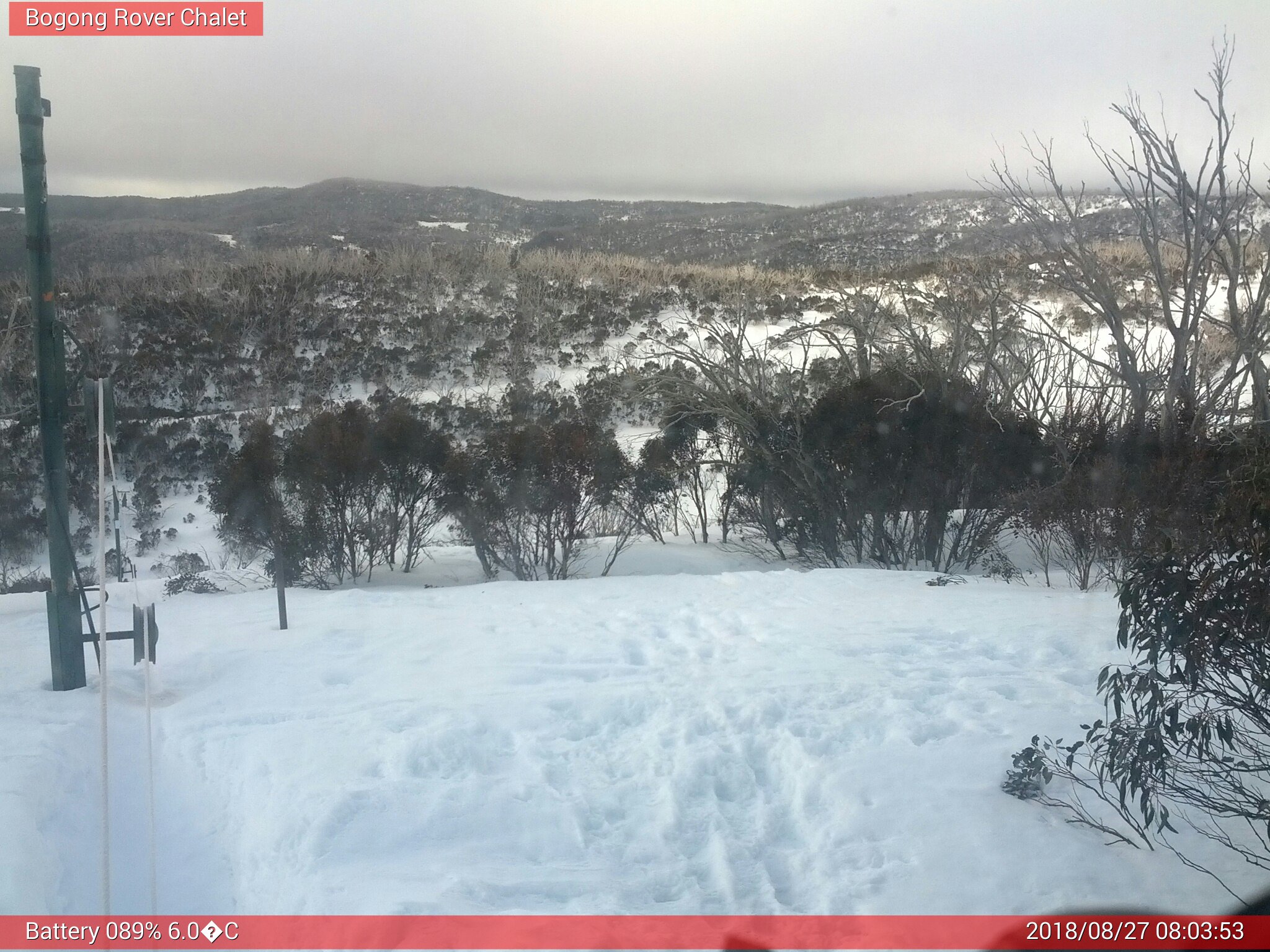 Bogong Web Cam 8:03am Monday 27th of August 2018