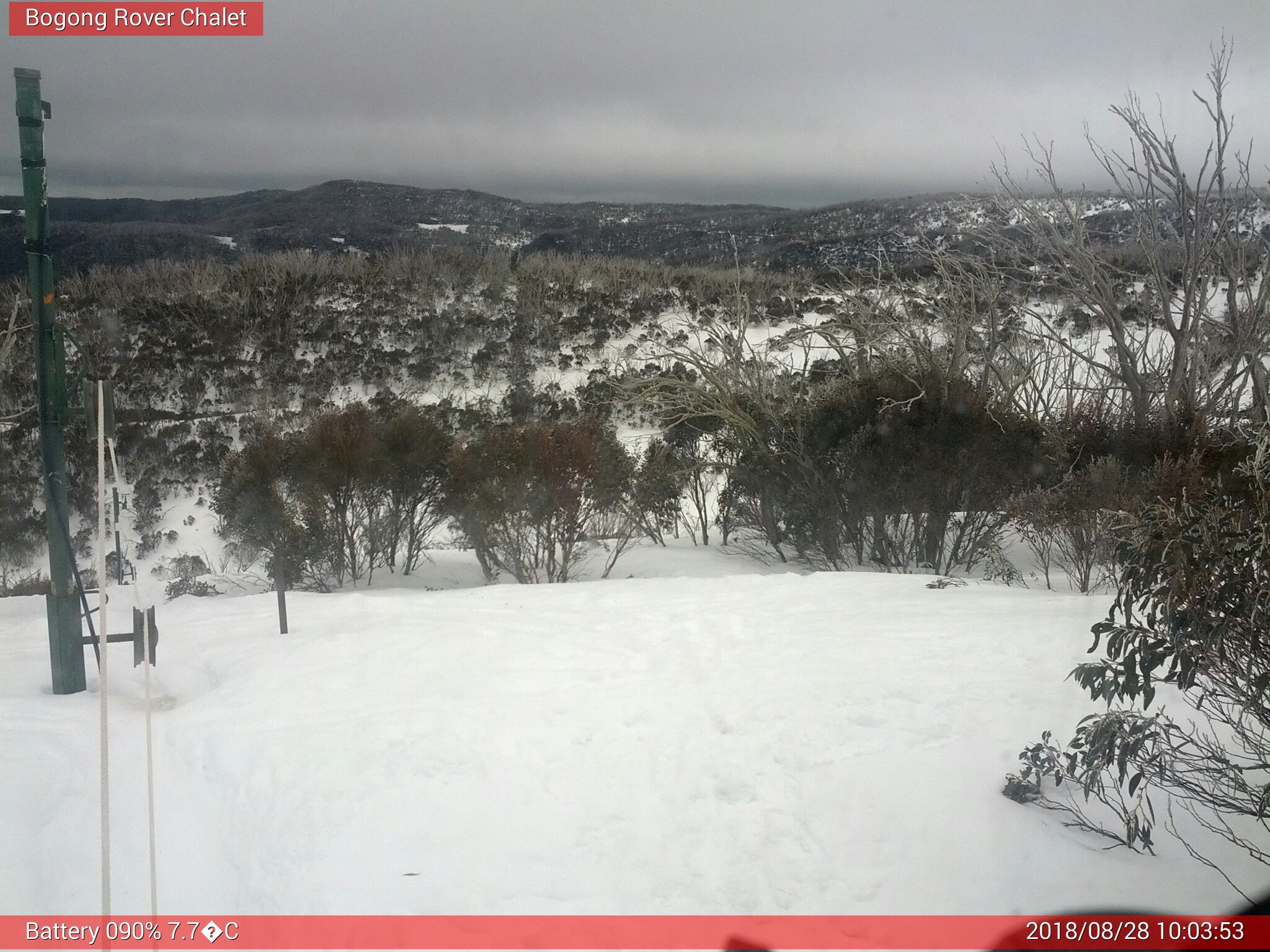 Bogong Web Cam 10:03am Tuesday 28th of August 2018