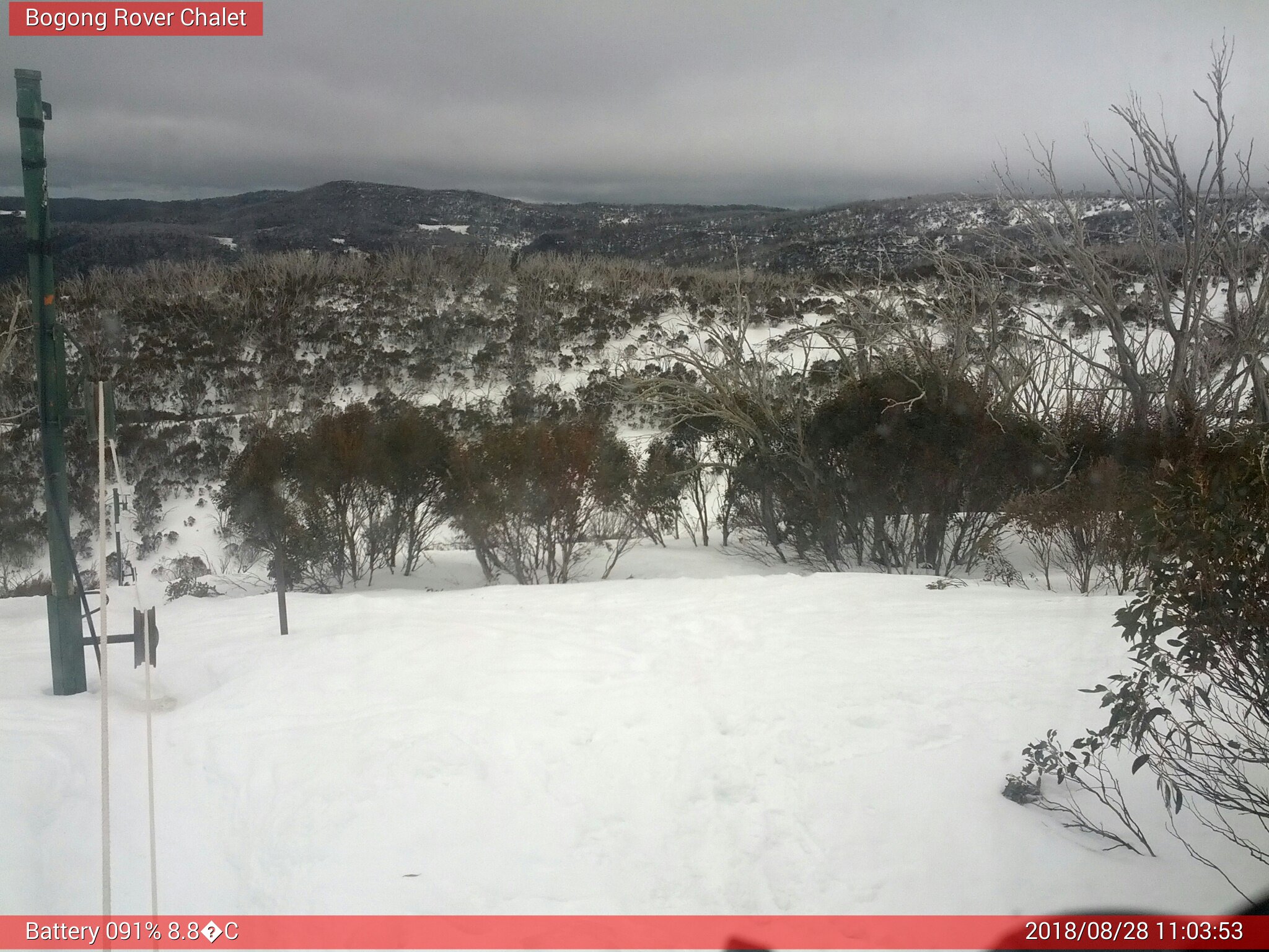 Bogong Web Cam 11:03am Tuesday 28th of August 2018