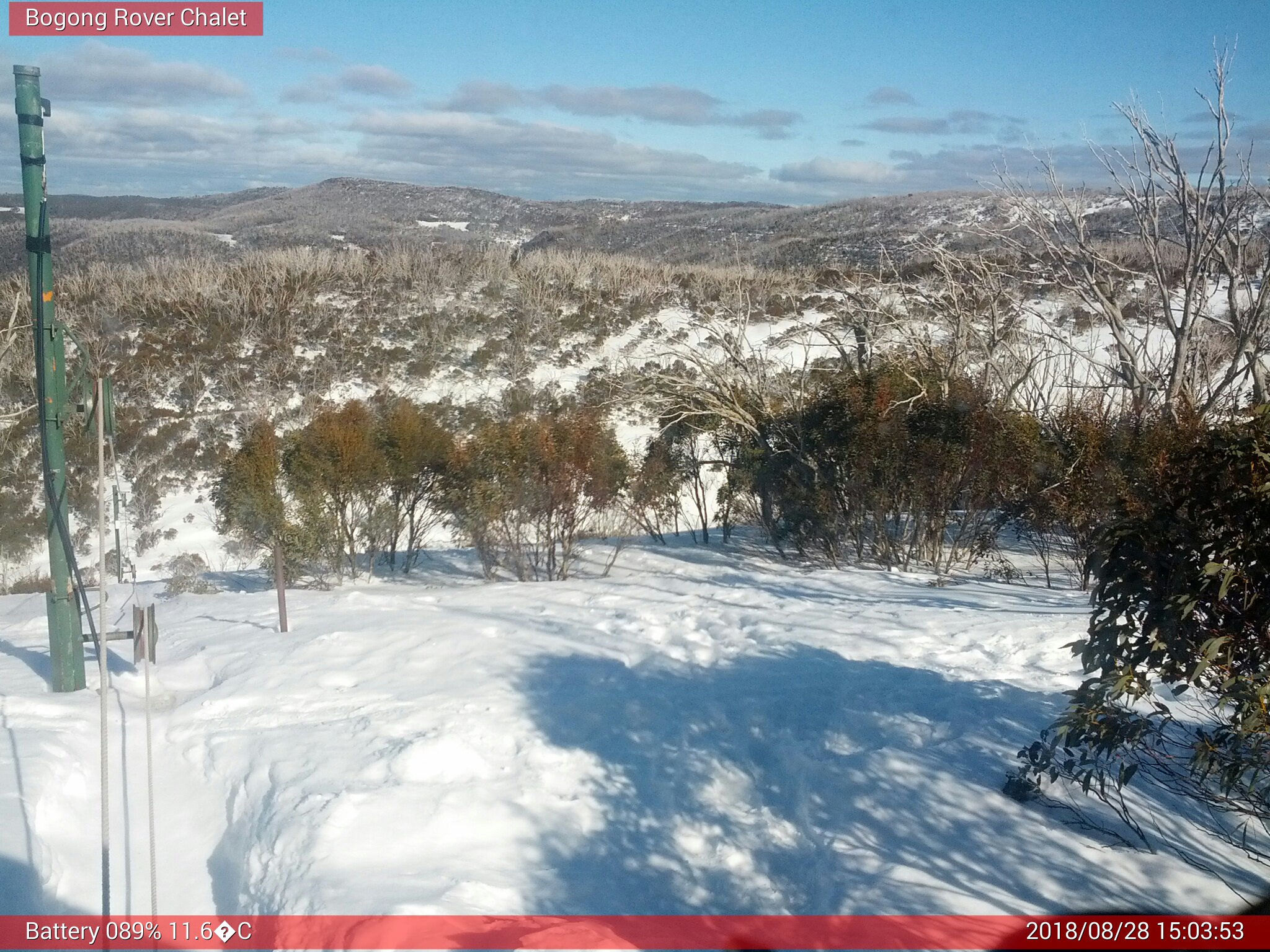 Bogong Web Cam 3:03pm Tuesday 28th of August 2018