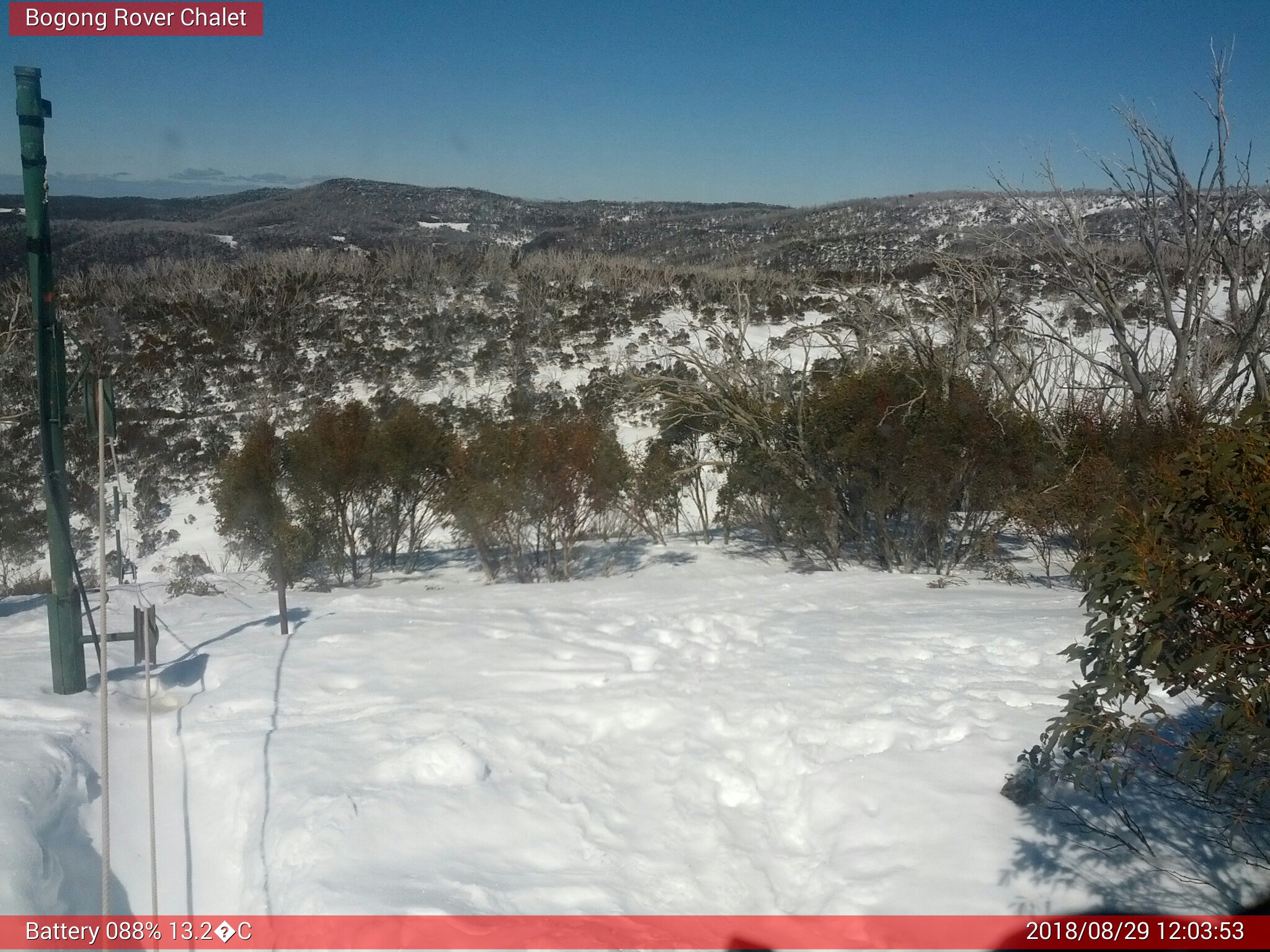 Bogong Web Cam 12:03pm Wednesday 29th of August 2018