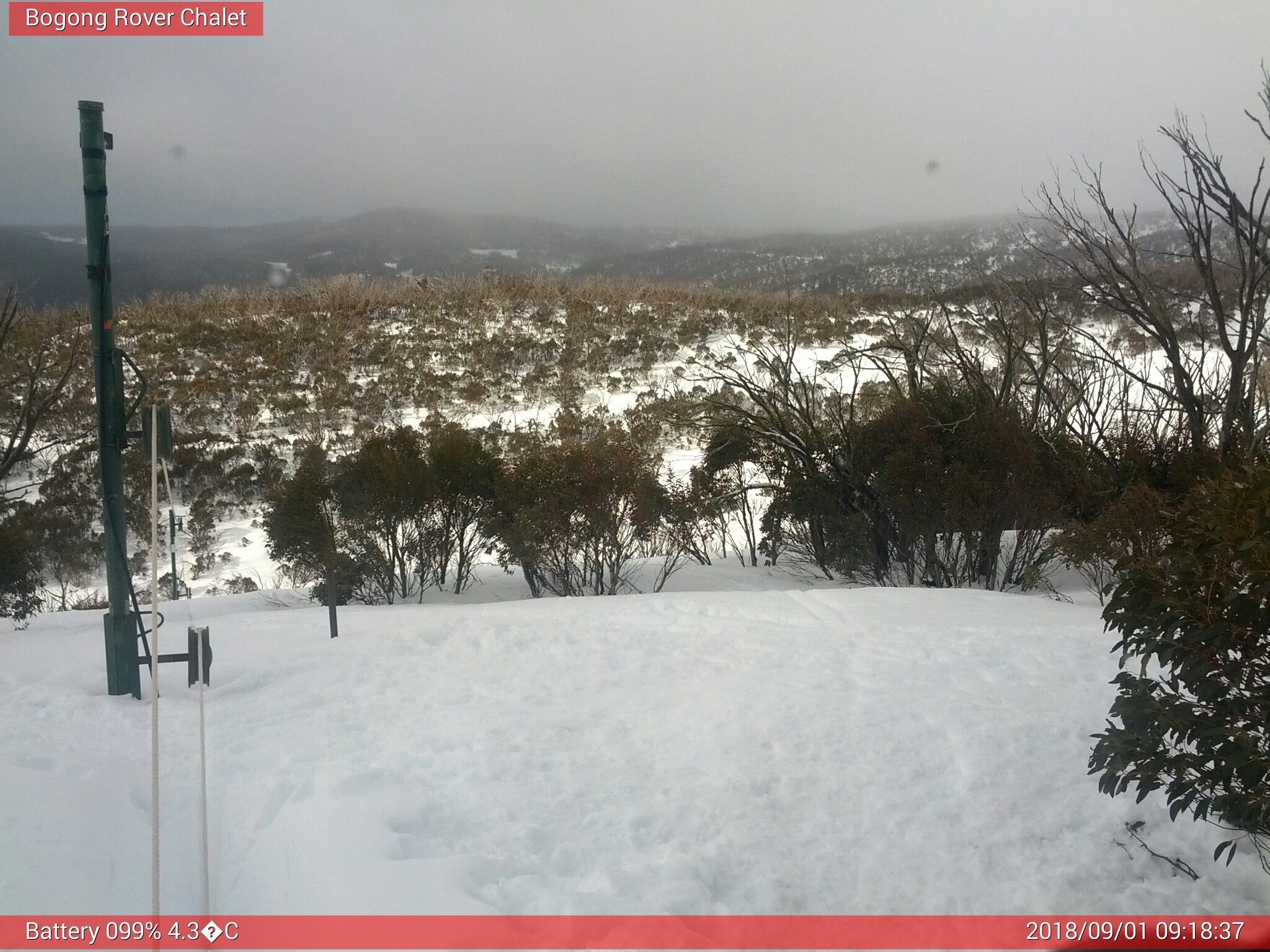 Bogong Web Cam 9:18am Saturday 1st of September 2018