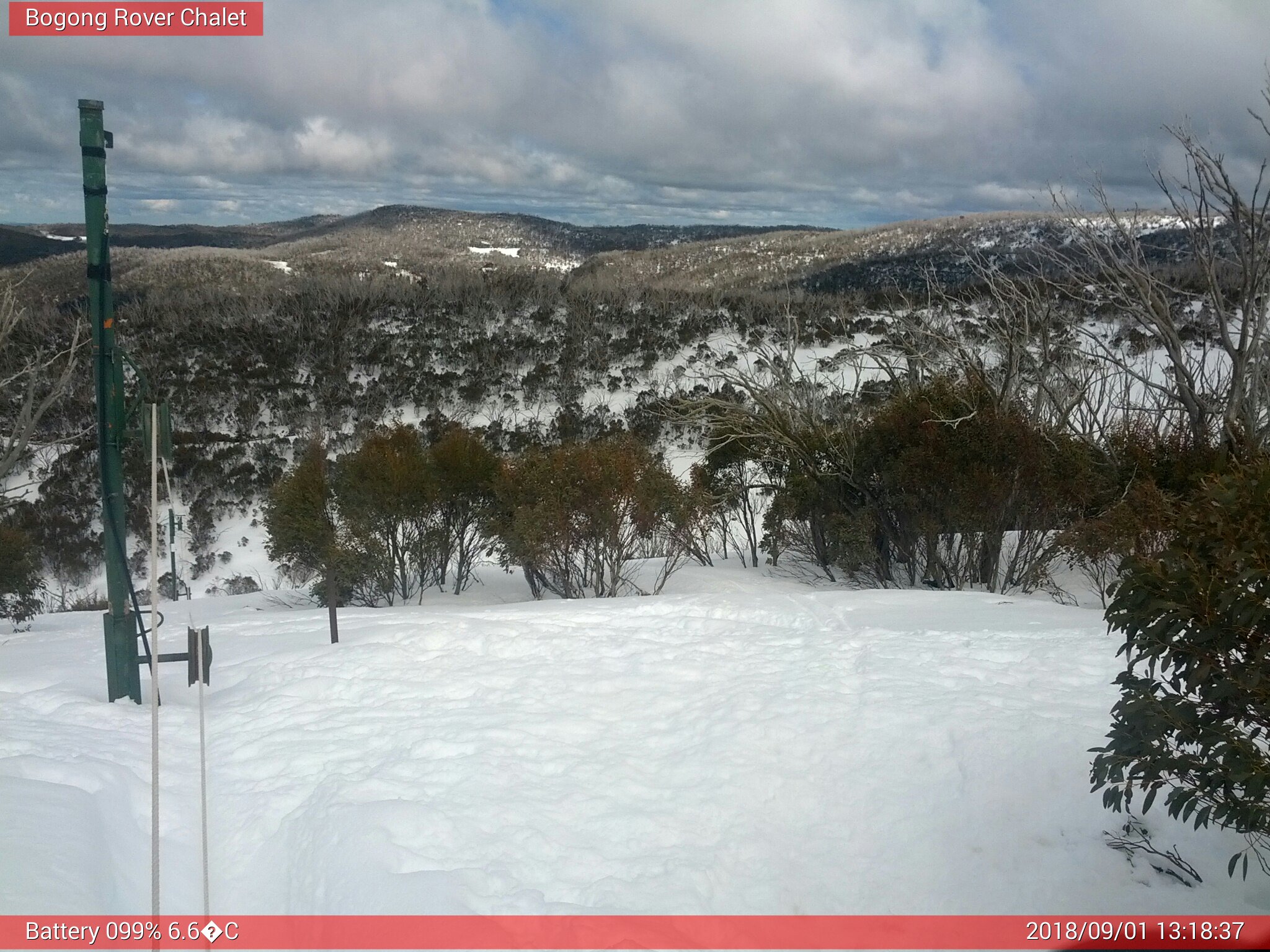 Bogong Web Cam 1:18pm Saturday 1st of September 2018