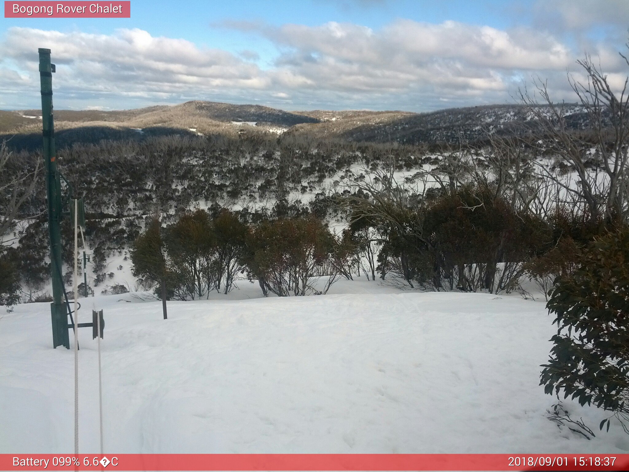 Bogong Web Cam 3:18pm Saturday 1st of September 2018