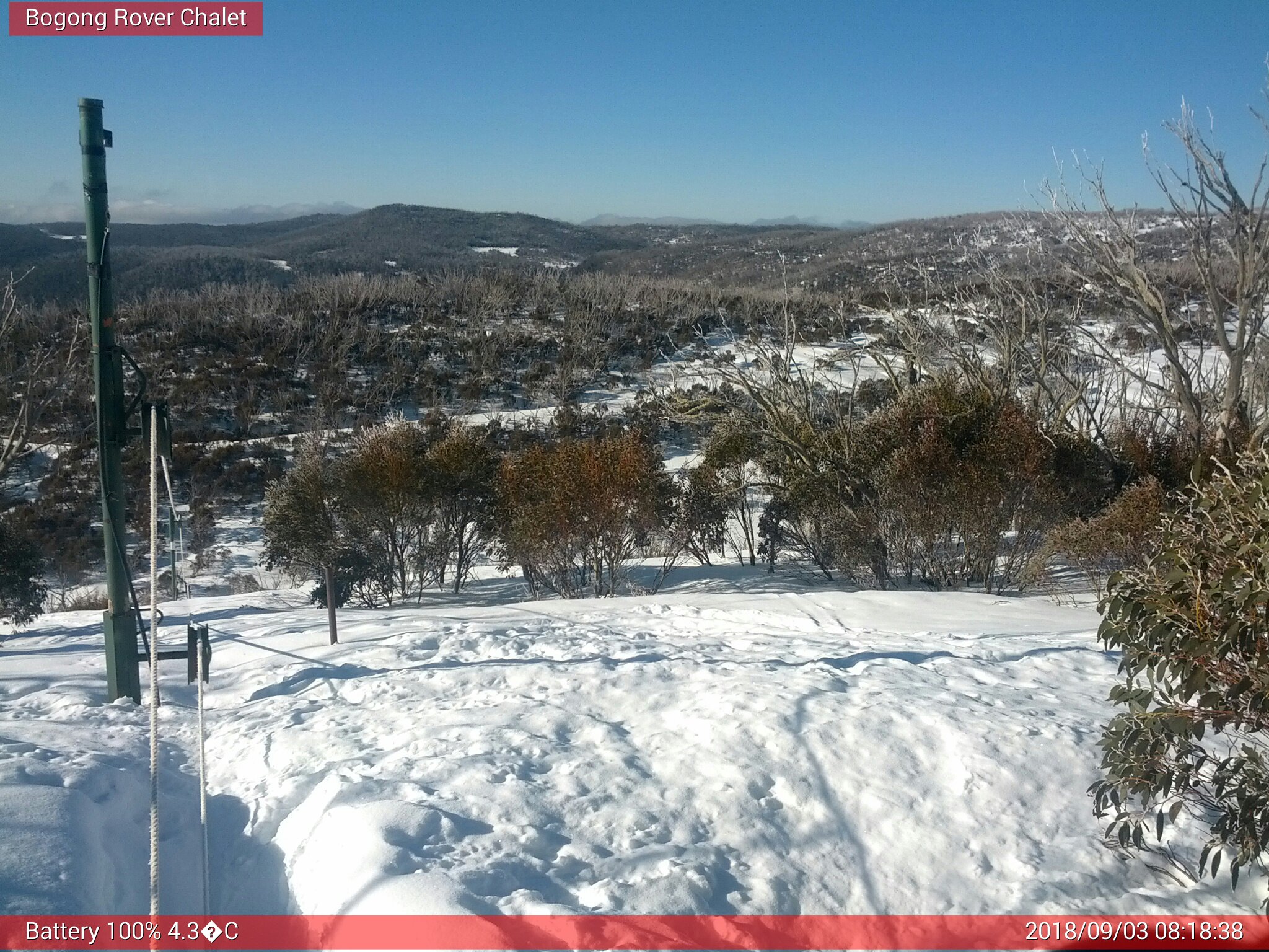 Bogong Web Cam 8:18am Monday 3rd of September 2018