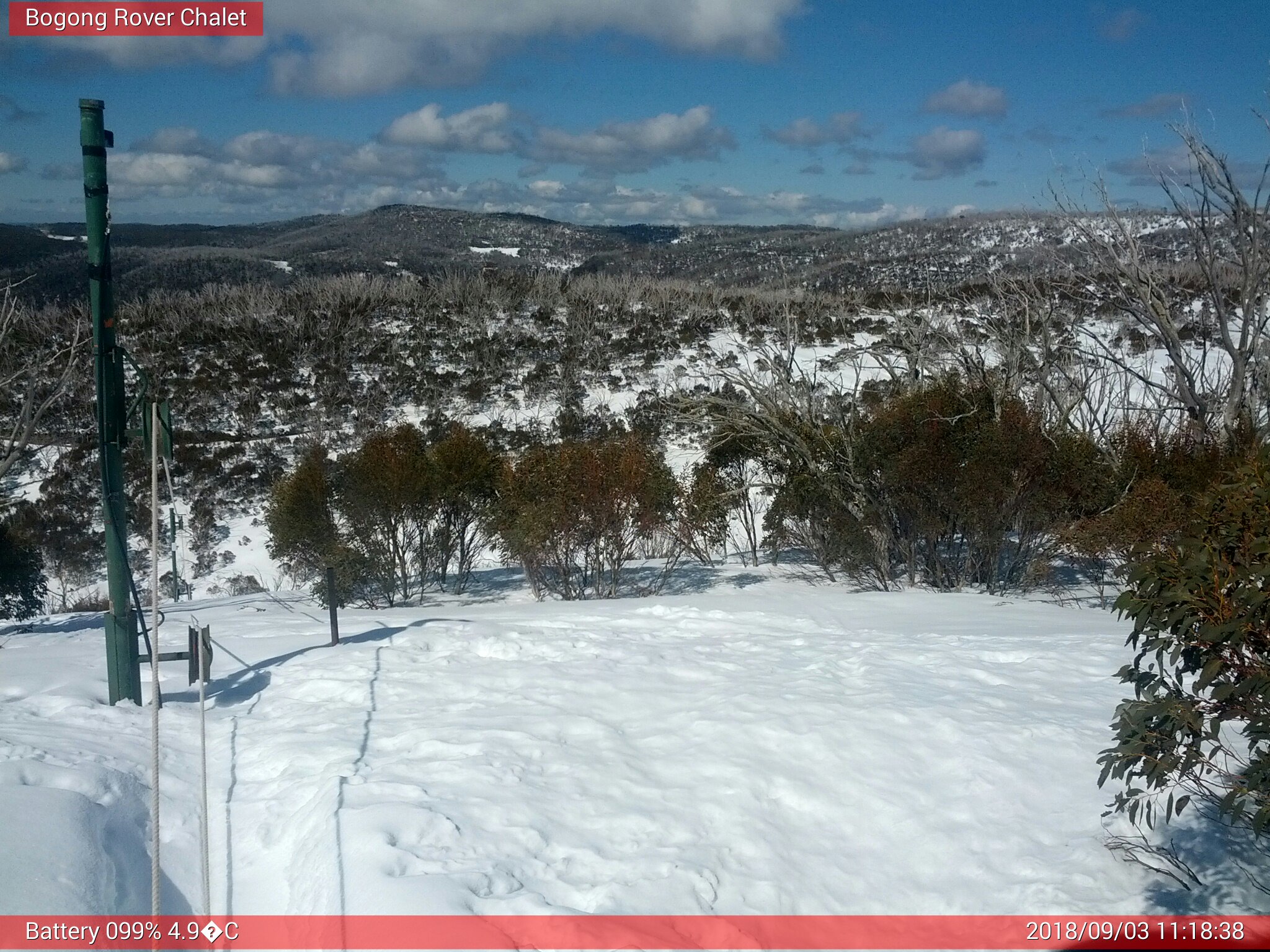 Bogong Web Cam 11:18am Monday 3rd of September 2018