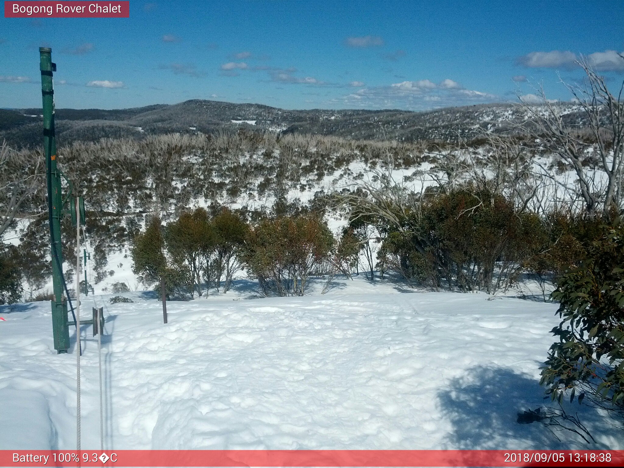 Bogong Web Cam 1:18pm Wednesday 5th of September 2018