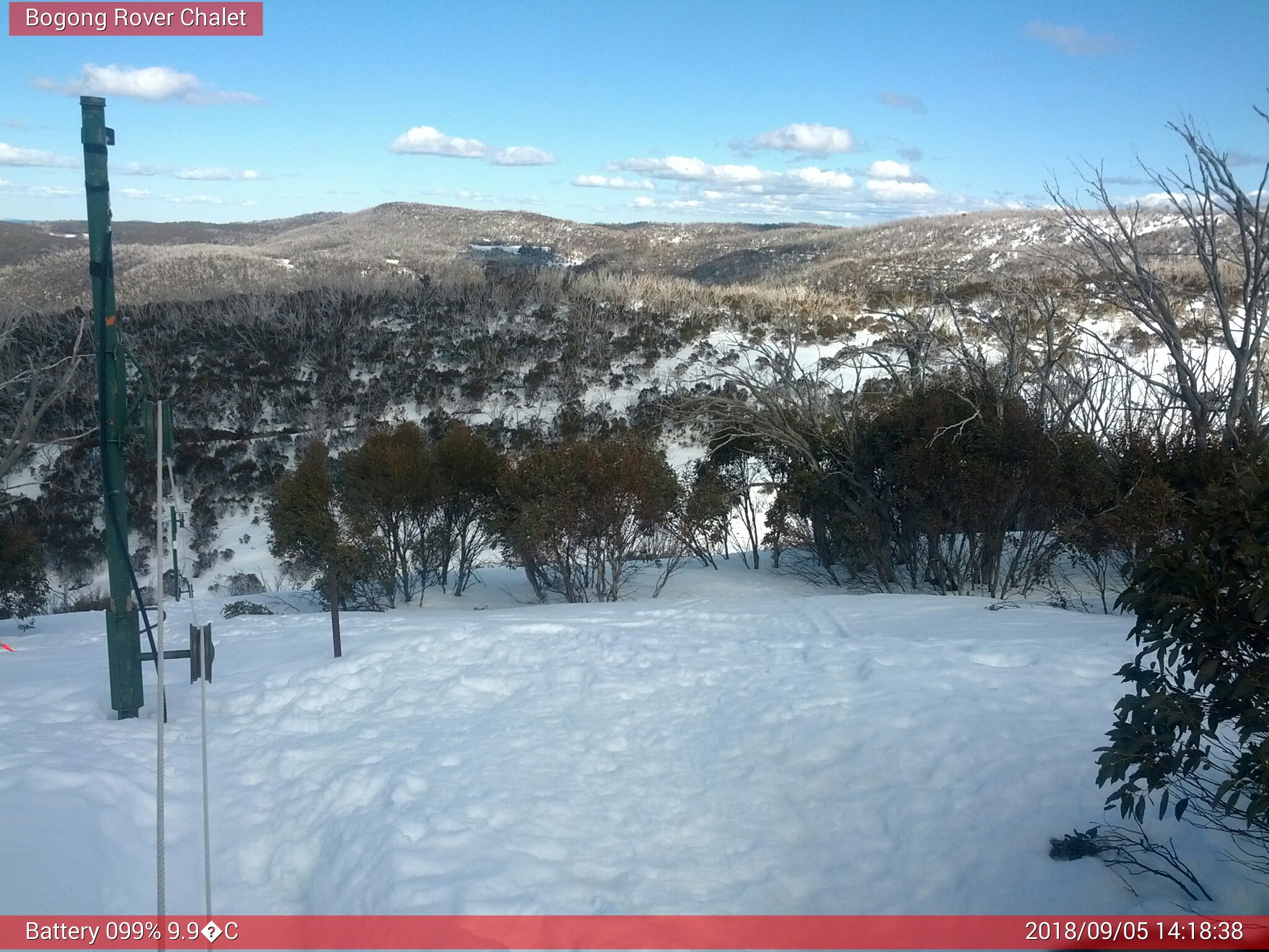 Bogong Web Cam 2:18pm Wednesday 5th of September 2018