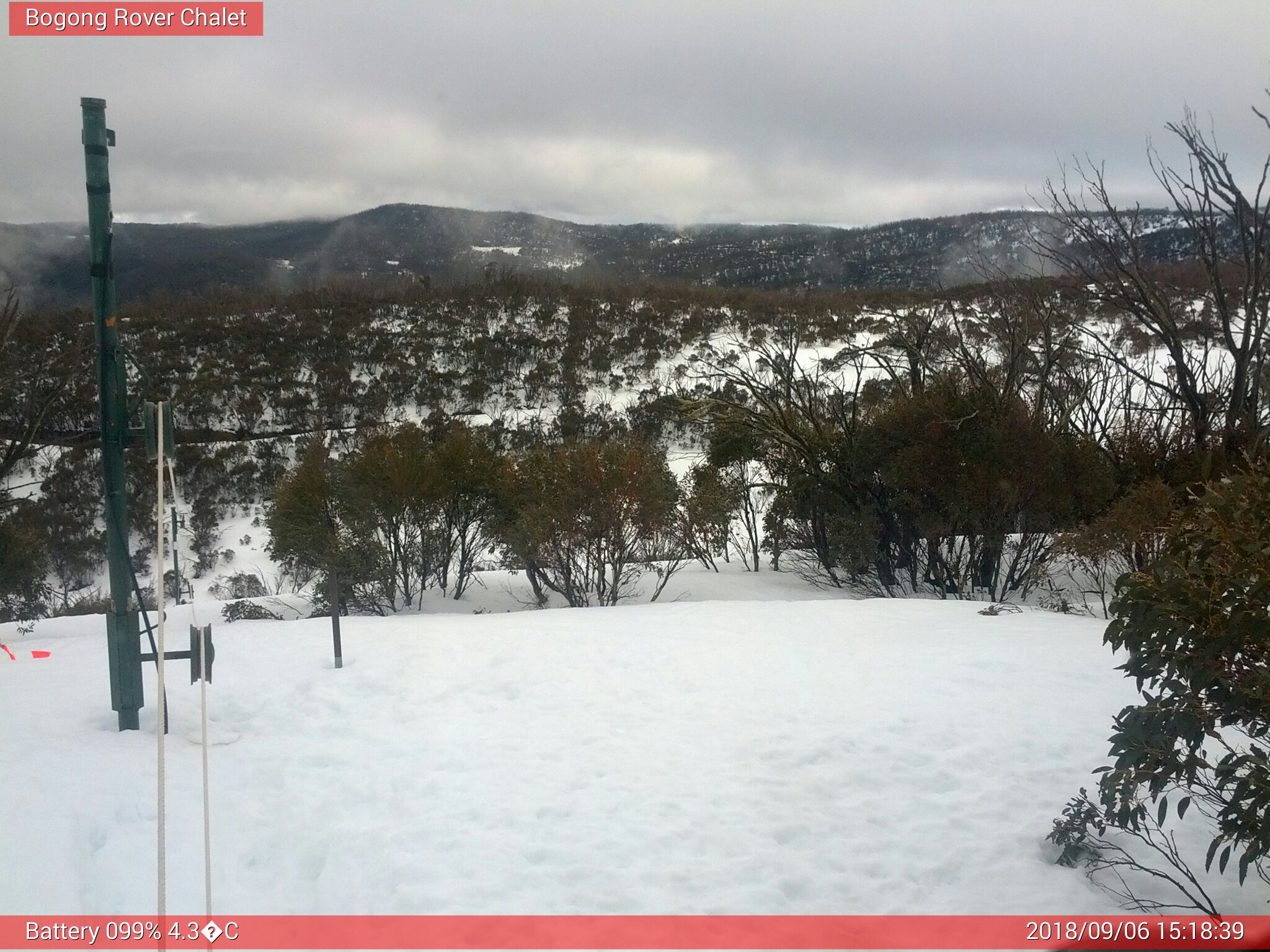 Bogong Web Cam 3:18pm Thursday 6th of September 2018