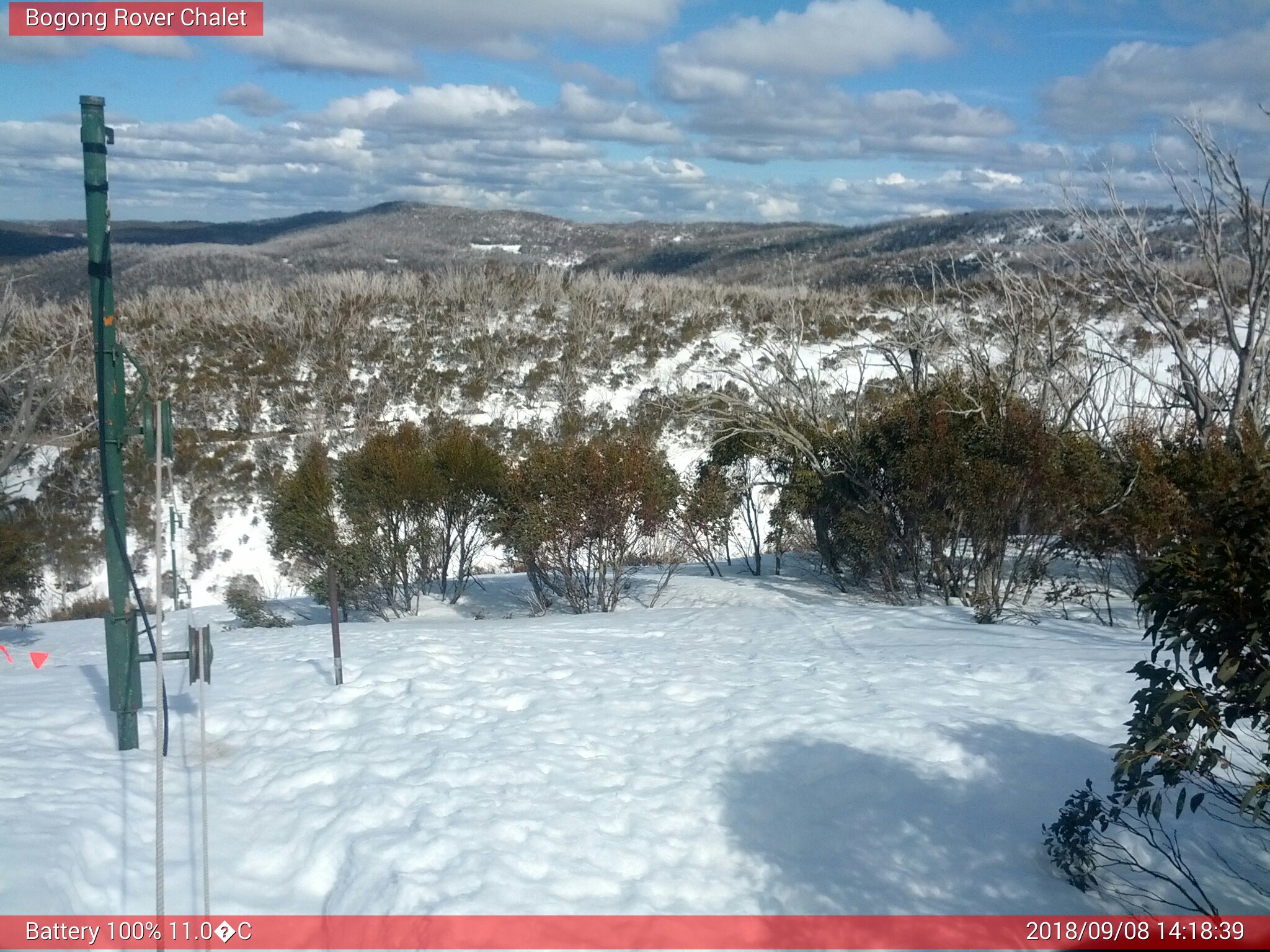 Bogong Web Cam 2:18pm Saturday 8th of September 2018