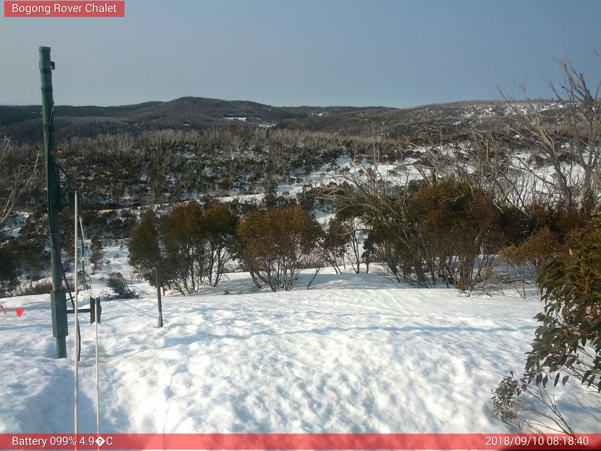 Bogong Web Cam 8:18am Monday 10th of September 2018