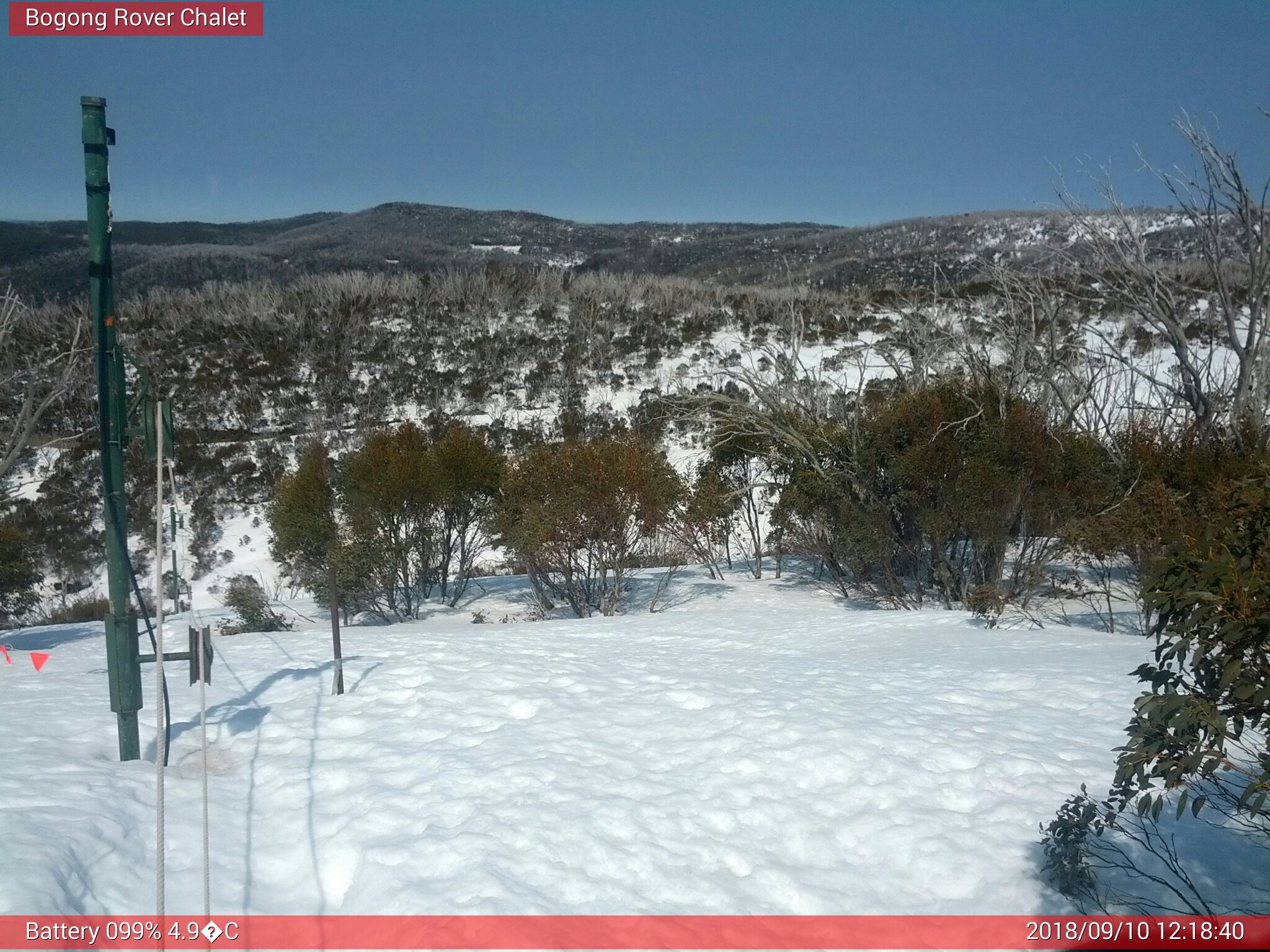 Bogong Web Cam 12:18pm Monday 10th of September 2018