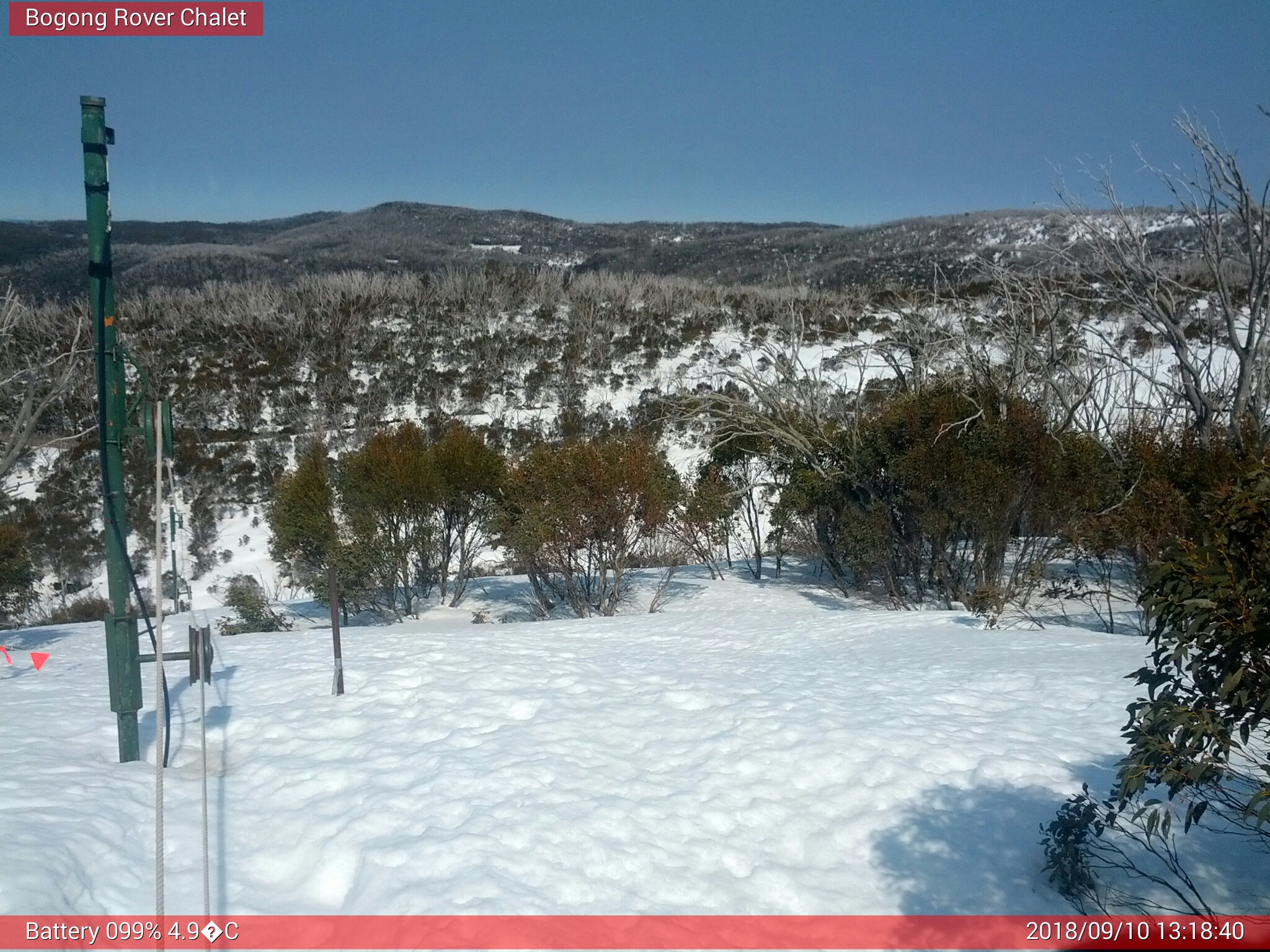 Bogong Web Cam 1:18pm Monday 10th of September 2018