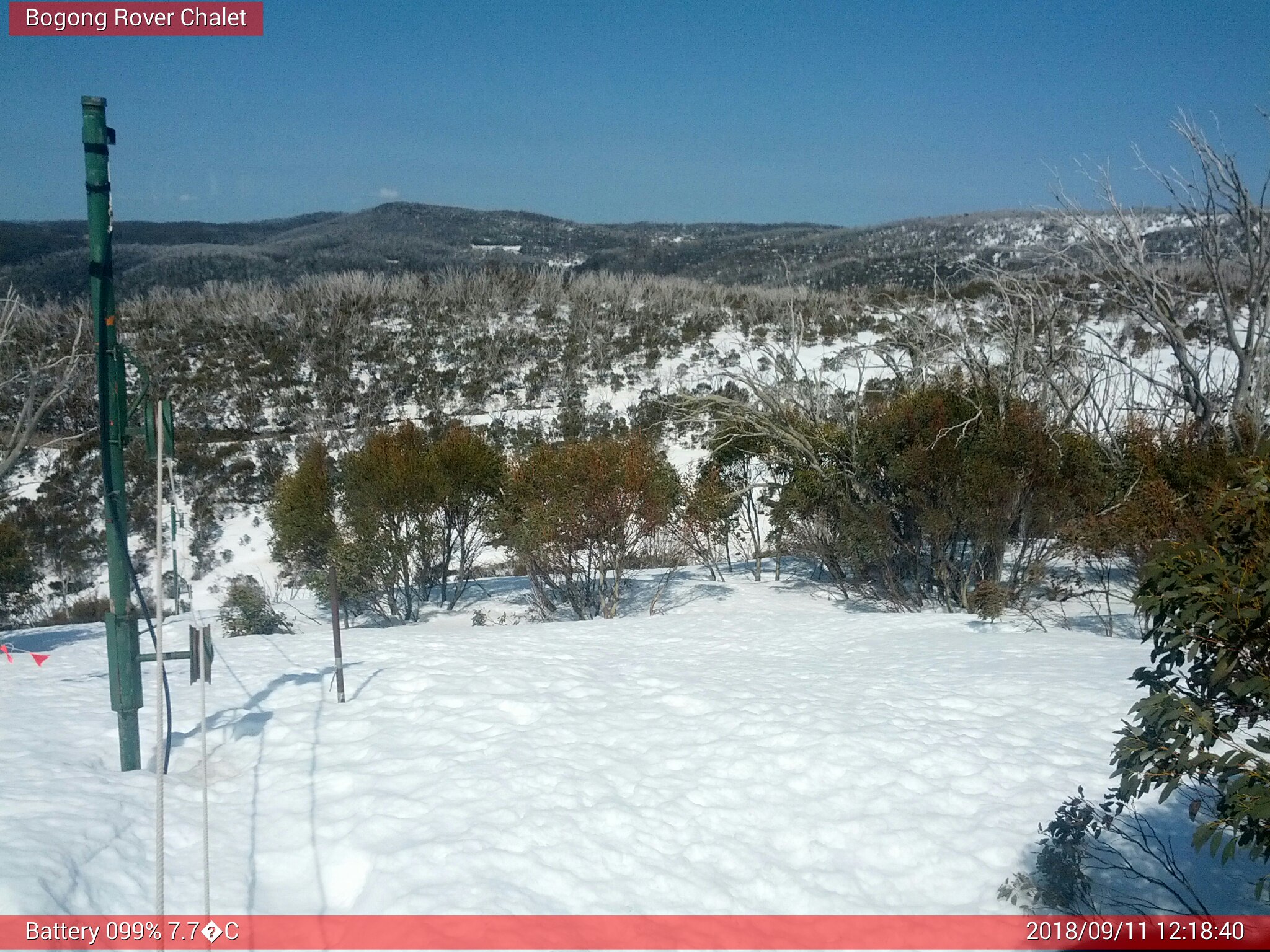 Bogong Web Cam 12:18pm Tuesday 11th of September 2018