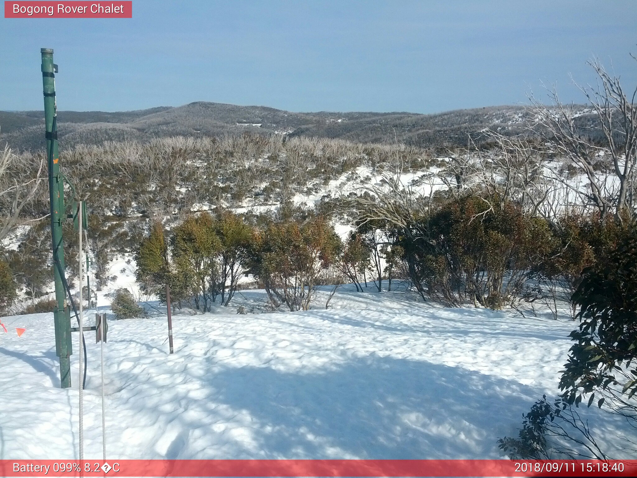 Bogong Web Cam 3:18pm Tuesday 11th of September 2018