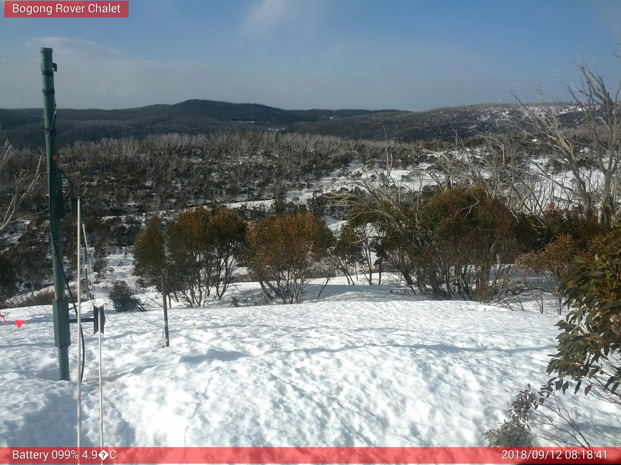 Bogong Web Cam 8:18am Wednesday 12th of September 2018