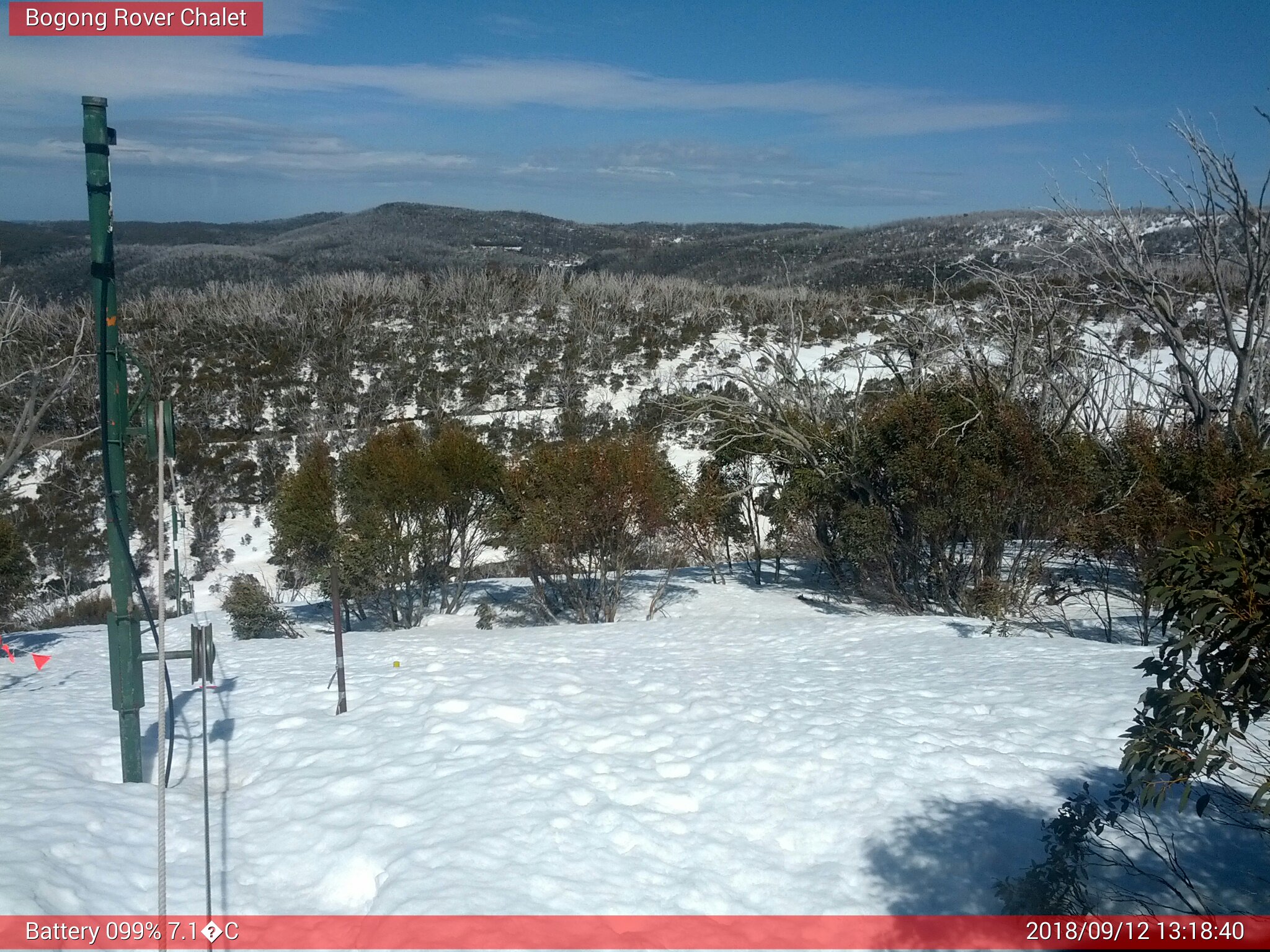 Bogong Web Cam 1:18pm Wednesday 12th of September 2018