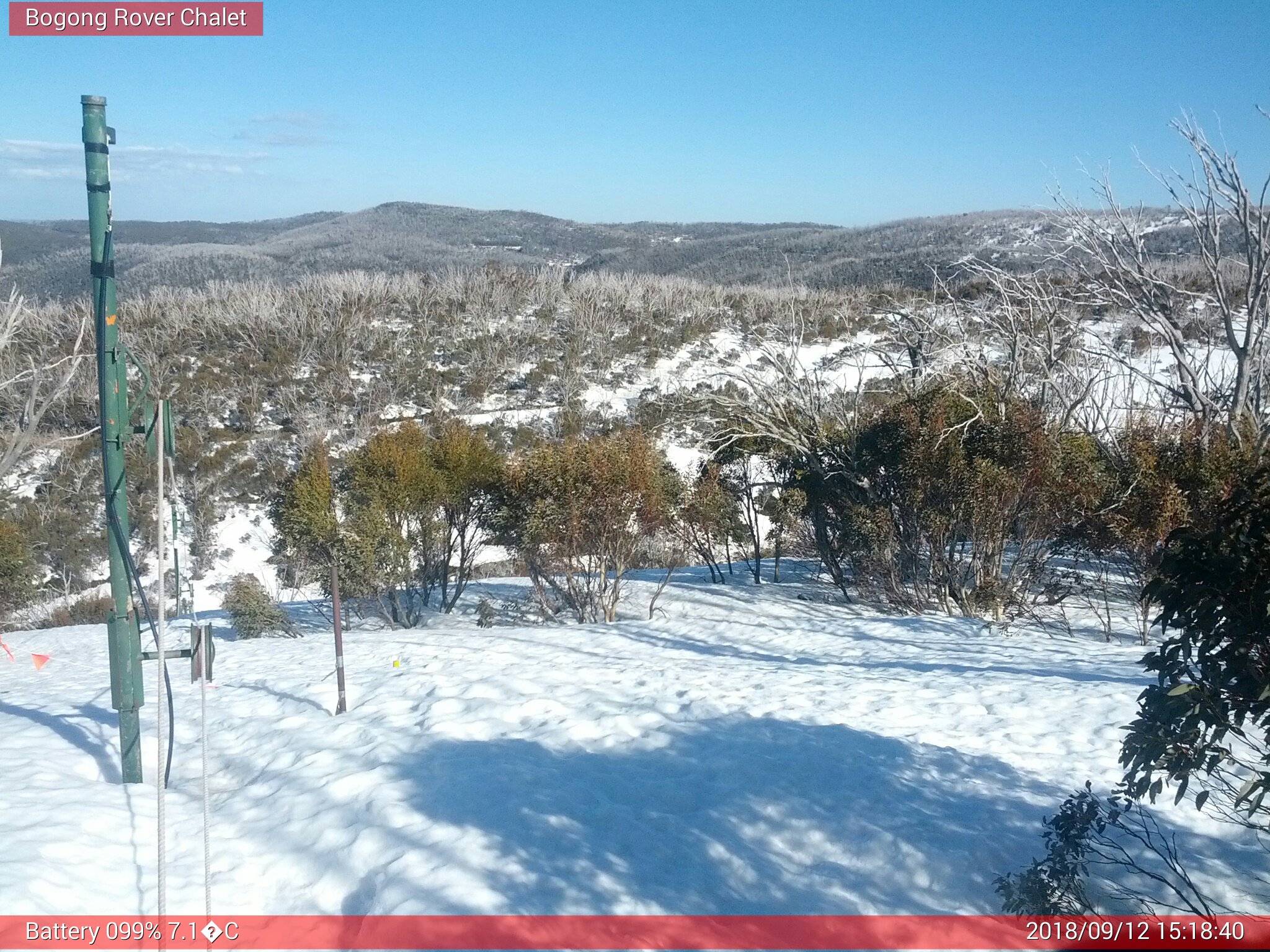 Bogong Web Cam 3:18pm Wednesday 12th of September 2018