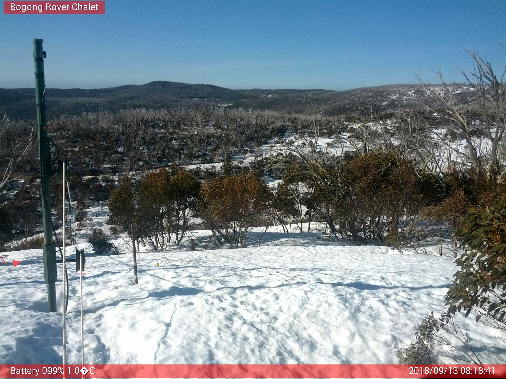 Bogong Web Cam 8:18am Thursday 13th of September 2018