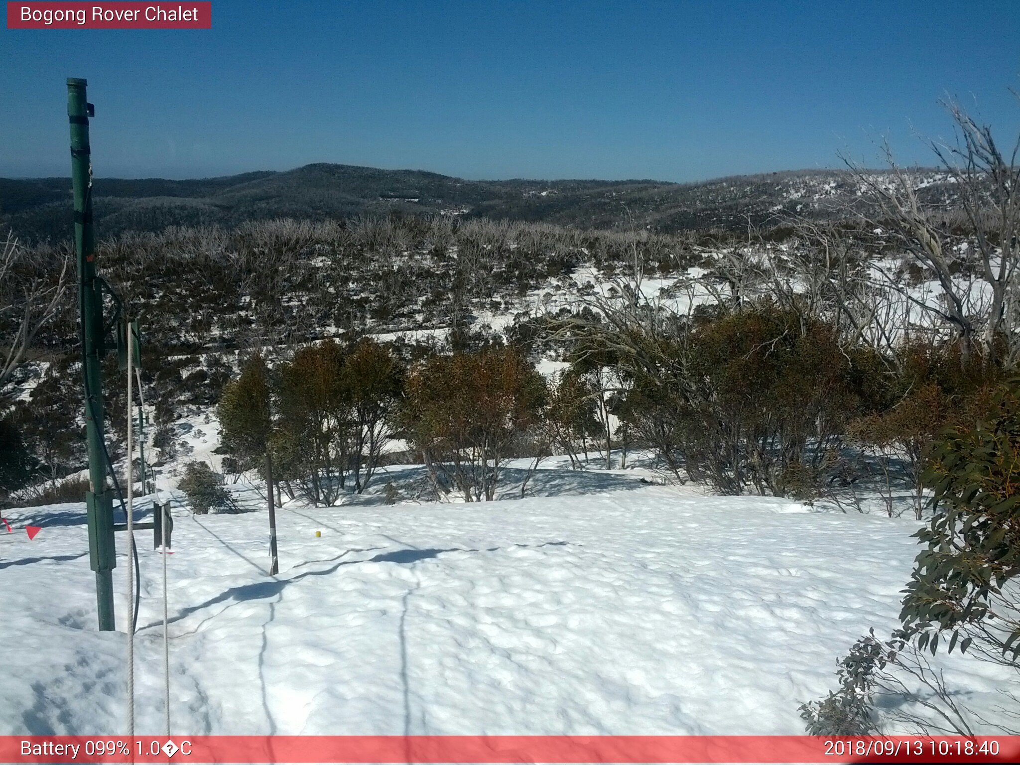 Bogong Web Cam 10:18am Thursday 13th of September 2018