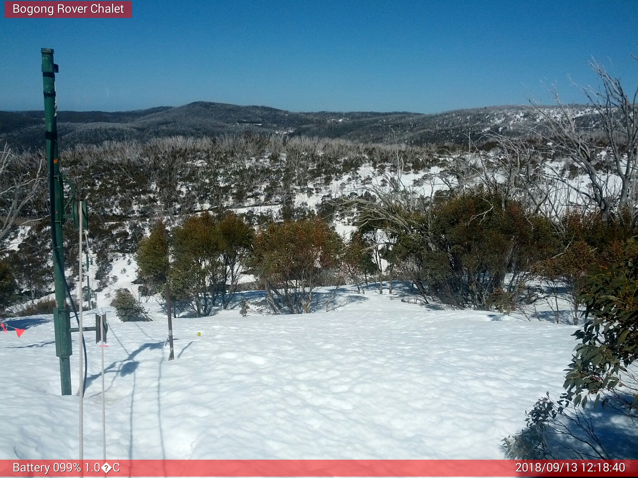 Bogong Web Cam 12:18pm Thursday 13th of September 2018