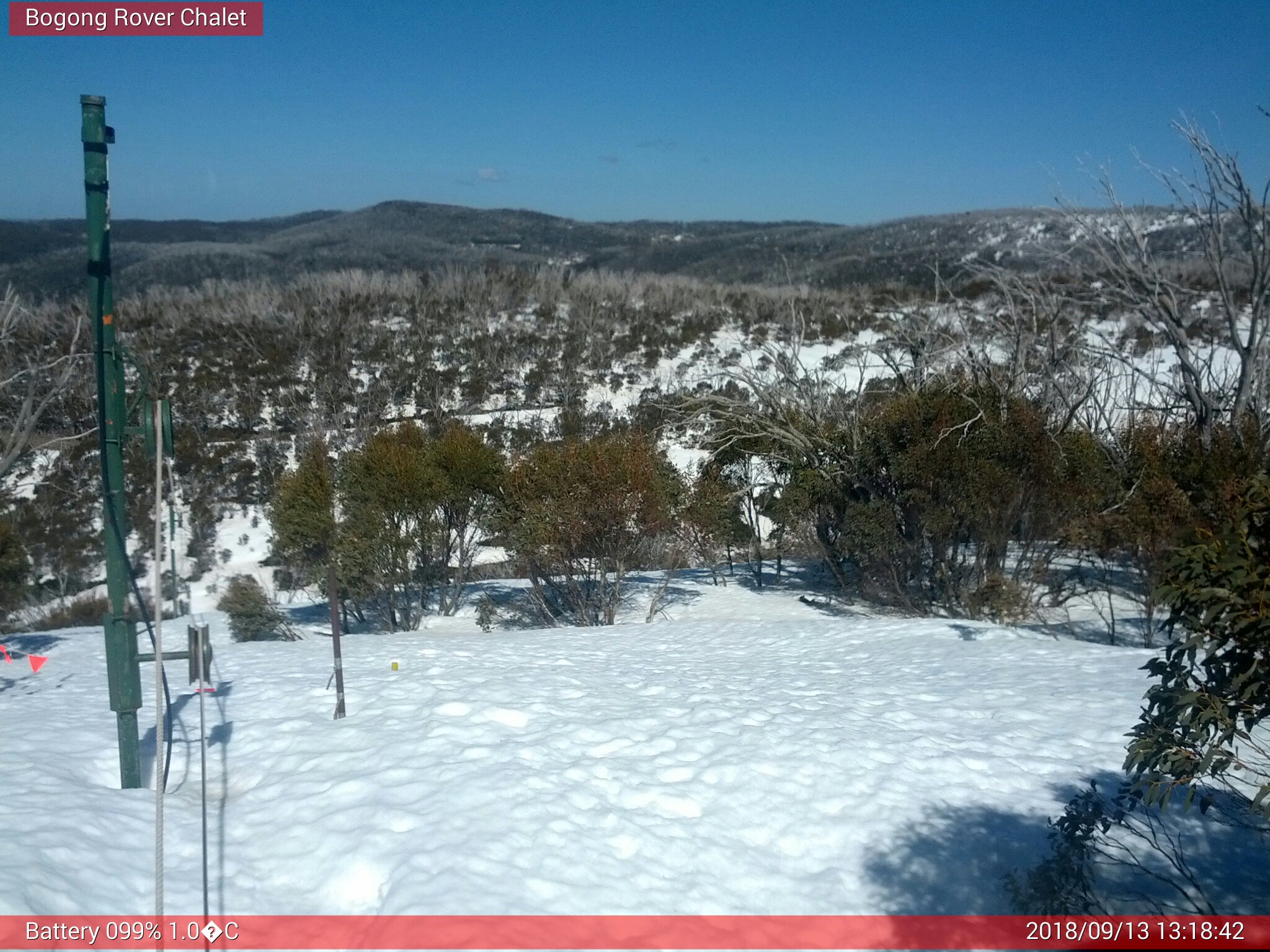 Bogong Web Cam 1:18pm Thursday 13th of September 2018