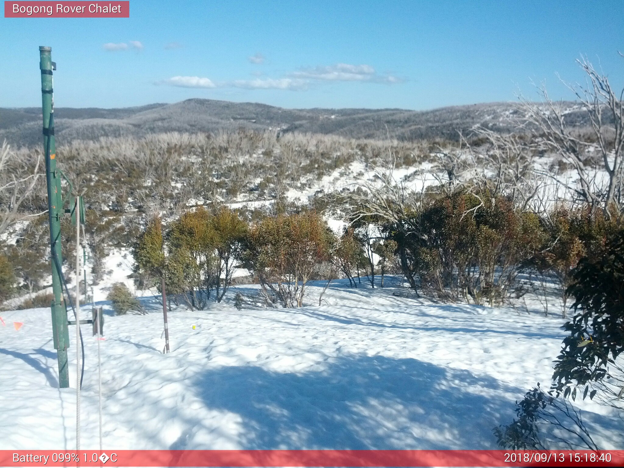 Bogong Web Cam 3:18pm Thursday 13th of September 2018