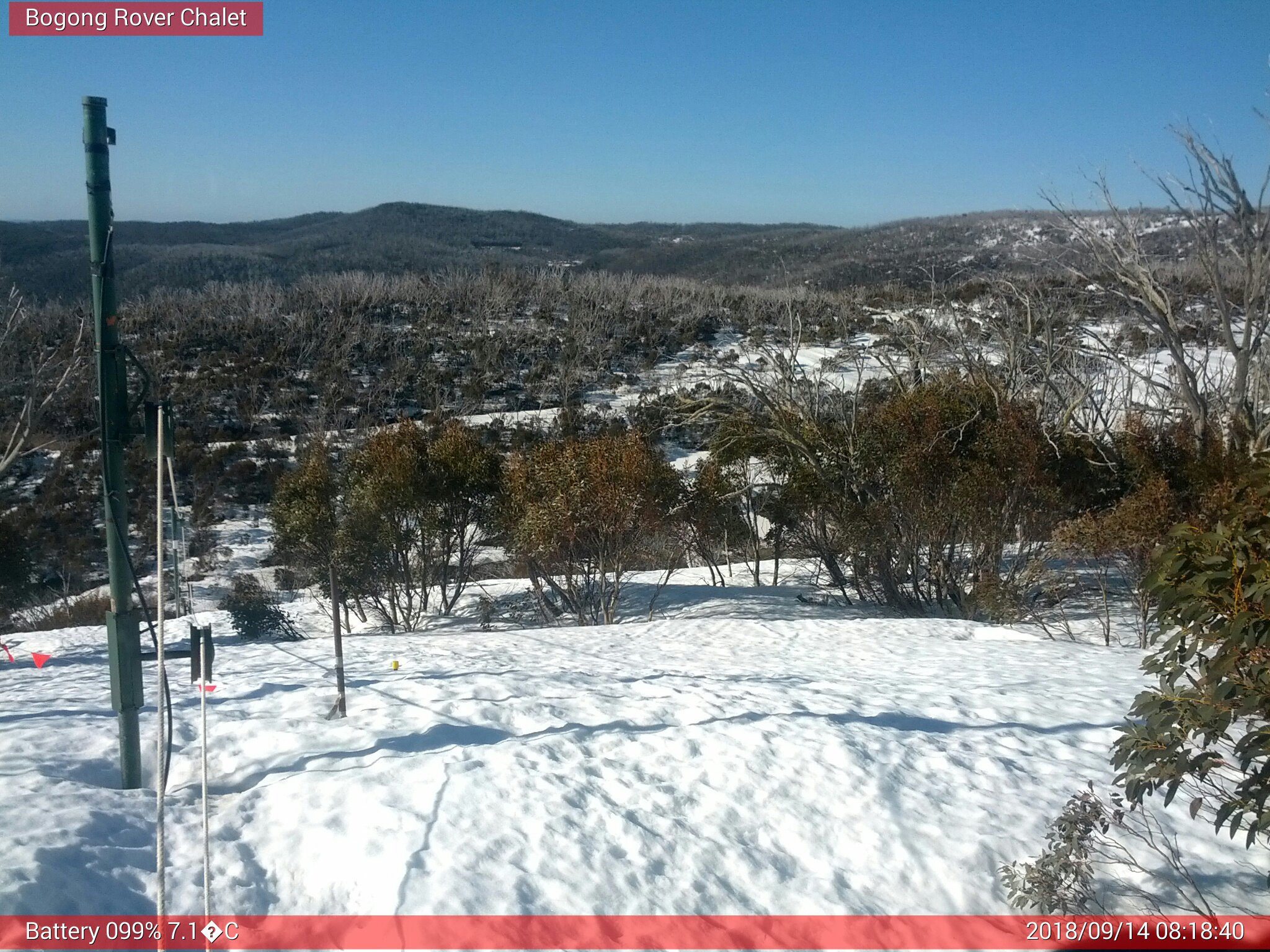 Bogong Web Cam 8:18am Friday 14th of September 2018