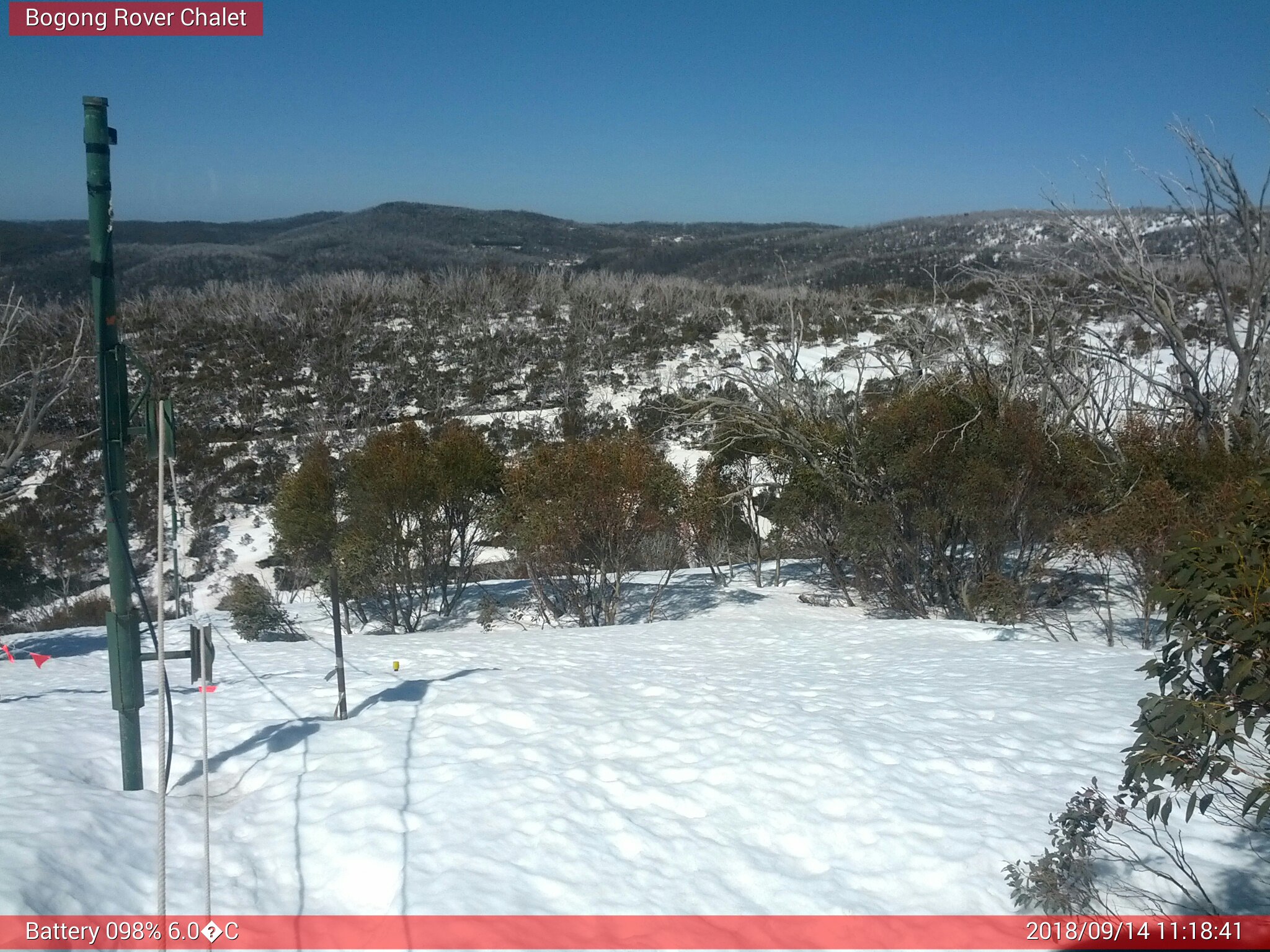 Bogong Web Cam 11:18am Friday 14th of September 2018