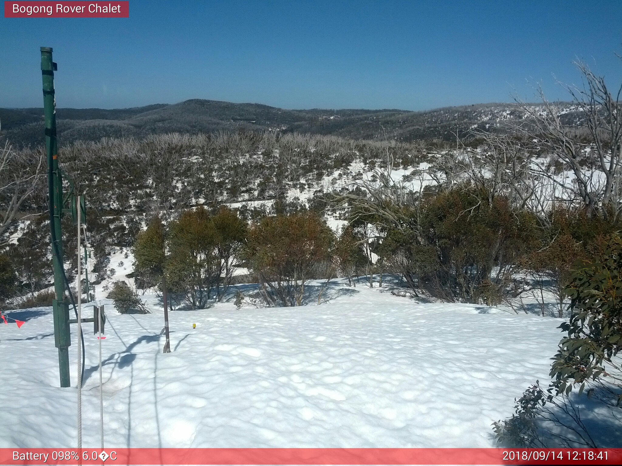 Bogong Web Cam 12:18pm Friday 14th of September 2018