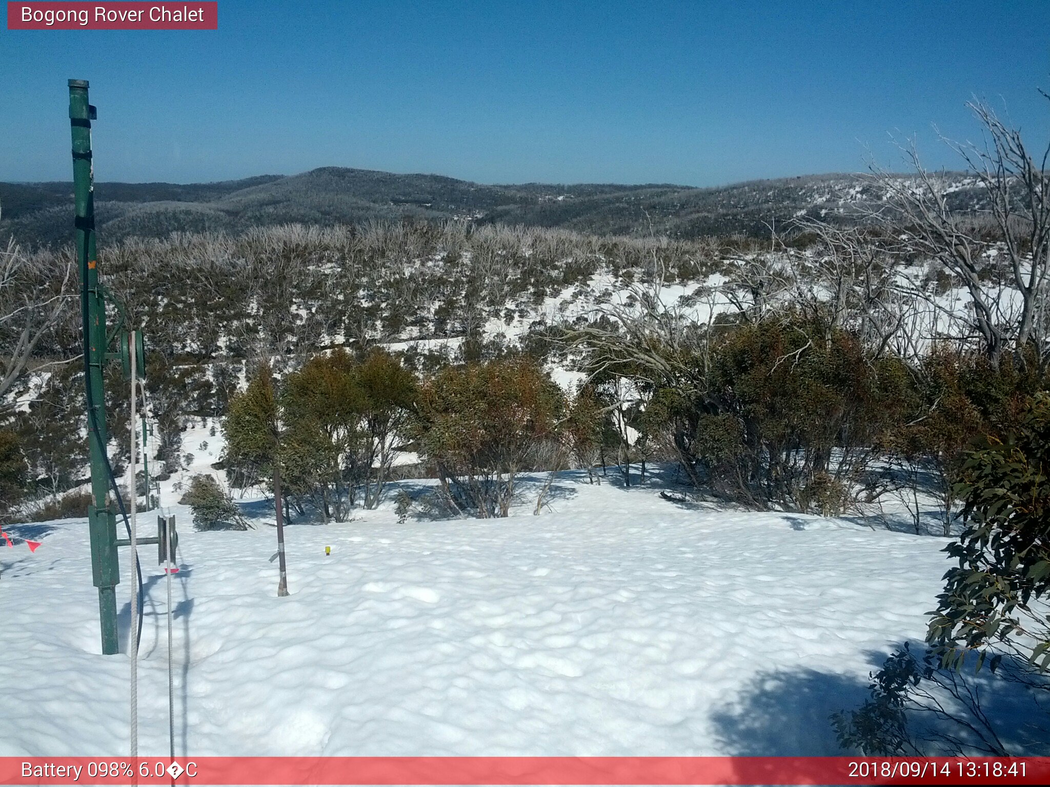 Bogong Web Cam 1:18pm Friday 14th of September 2018