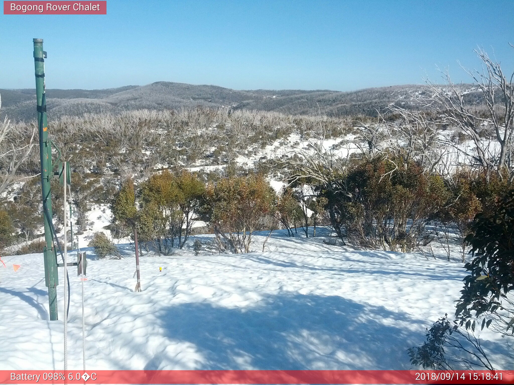 Bogong Web Cam 3:18pm Friday 14th of September 2018